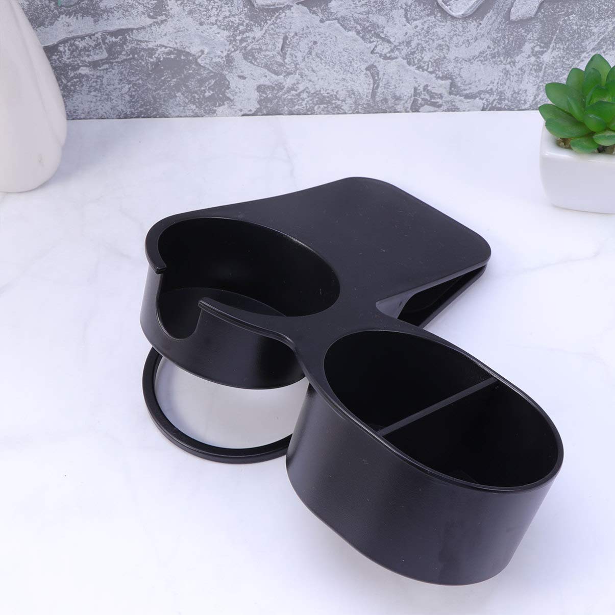 UPKOCH Clip On Cup Holder - Adjustable Drink Beverage Mug Organizer for Desk, Table, Car, Office & Home - Perfect for Coffee, Tea, Soda & Water Bottles (Black) - Ideal for Workstations, Study Tables & Vehicle Use