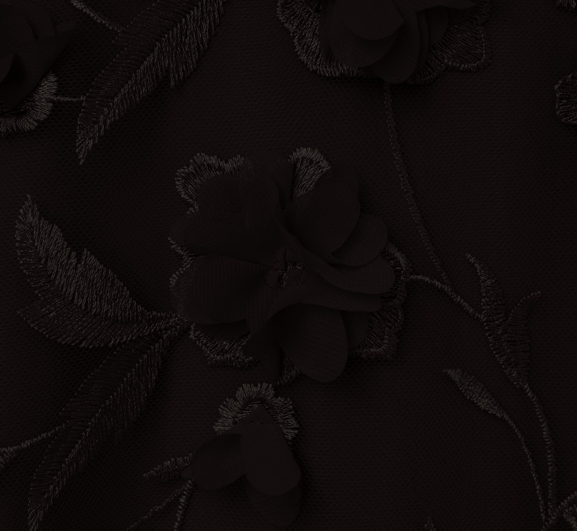 3D Floral Embroidered Trapeze Dress with Open Bow Back - Elegant Black Women's Party Dress for Evening Events, Weddings & Special Occasions