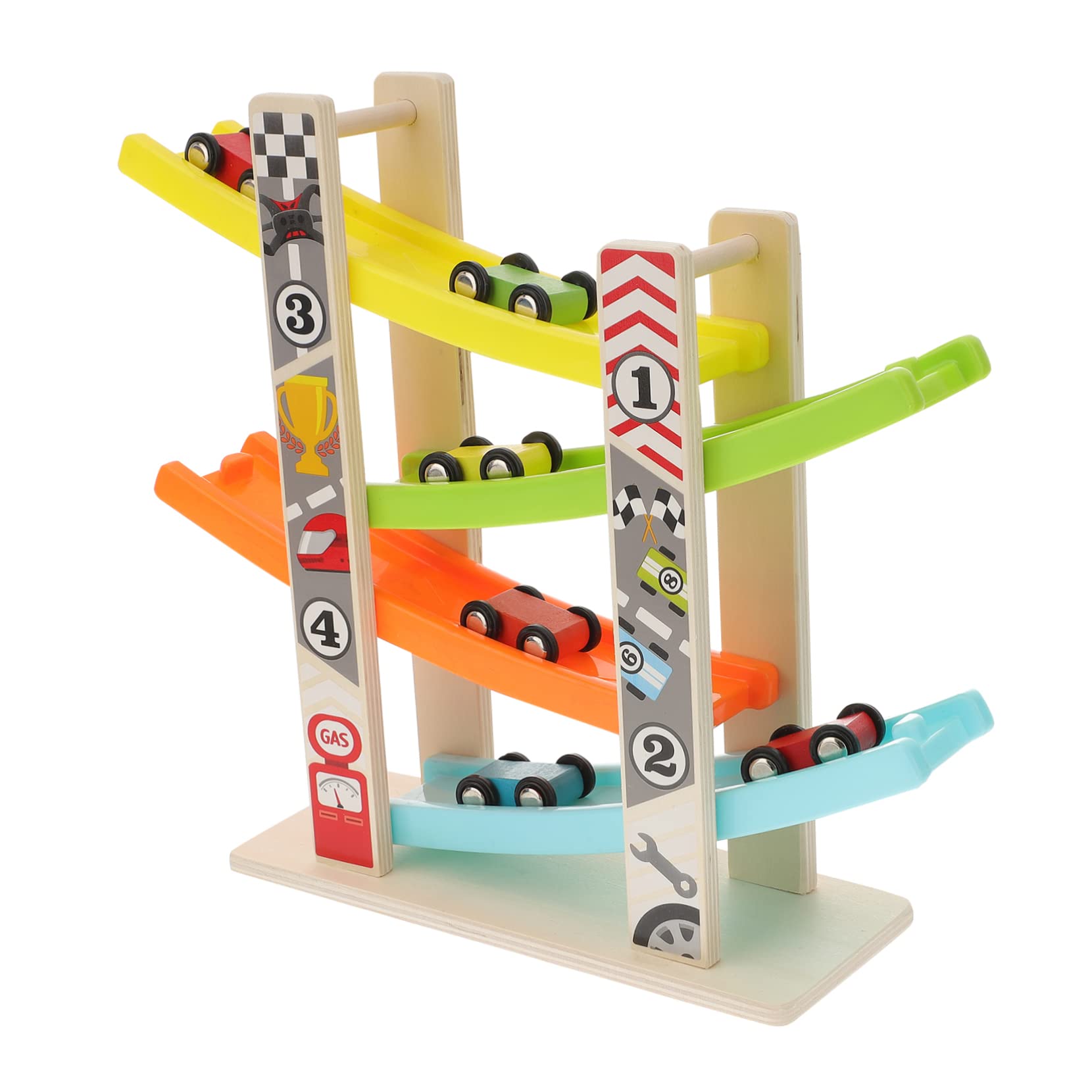 Toyvian Wooden Car Ramp Toy Set - 5 Piece Track & Ramp Raceway for Toddlers Age 2+ | Fun Educational STEM Toy for Boys & Girls | Great for Birthday Gifts & Indoor Playtime