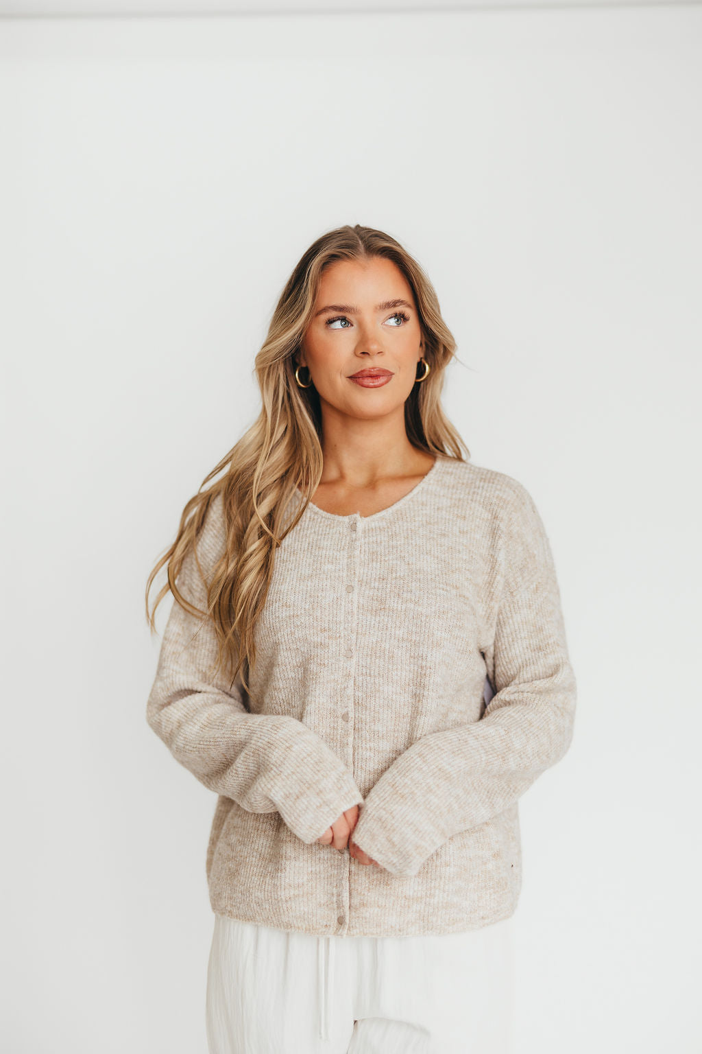 Newport Cardigan for Women - Soft Oatmeal Heather Knit Sweater | Cozy Fall & Winter Layering Piece for Casual Outfits and Office Wear