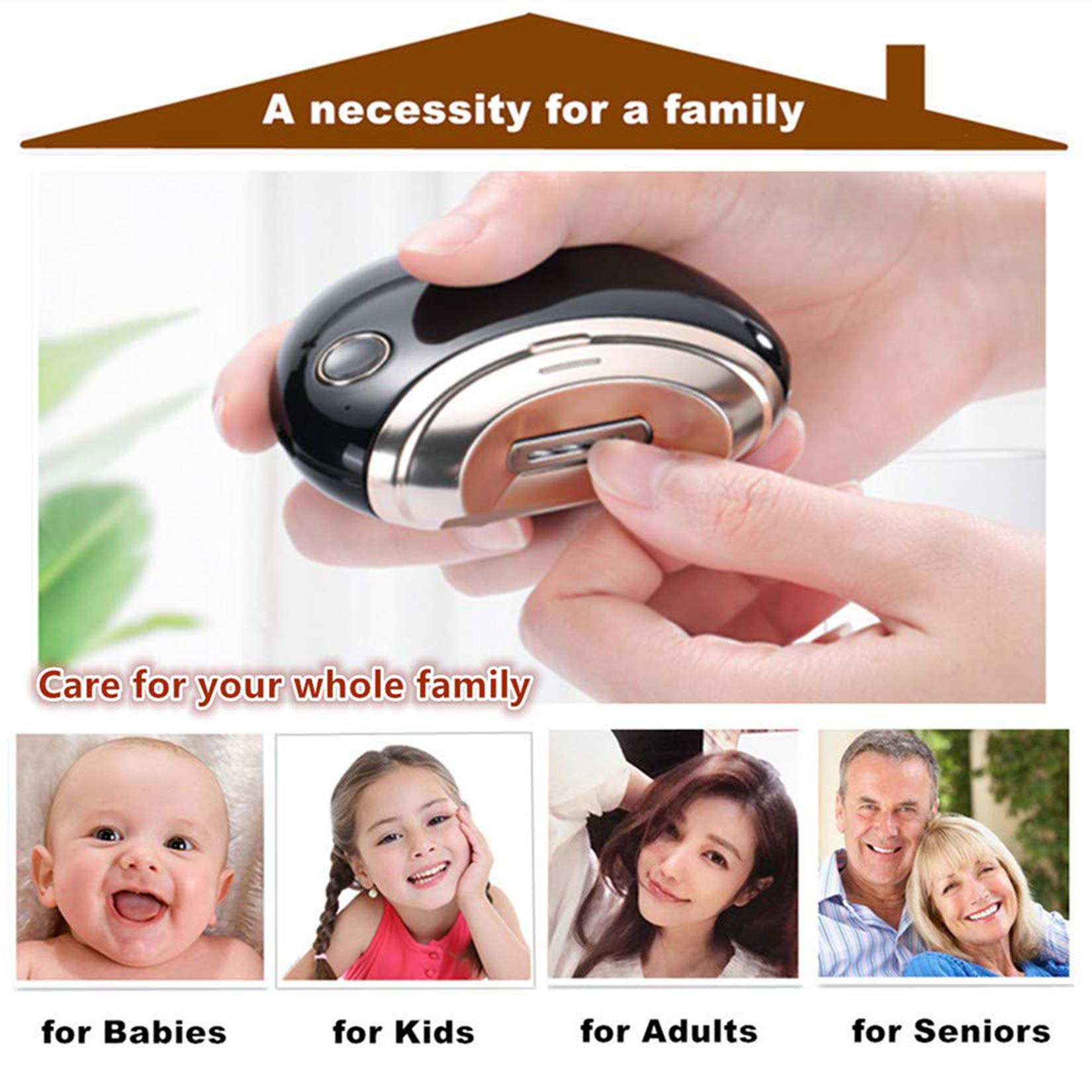 Electric Nail Trimmer for Adults & Kids - Automatic Nail Clipper with Safety Guard, Toe & Finger Nail Grinder - Perfect for Manicures, Pedicures & Nail Care at Home (Black)
