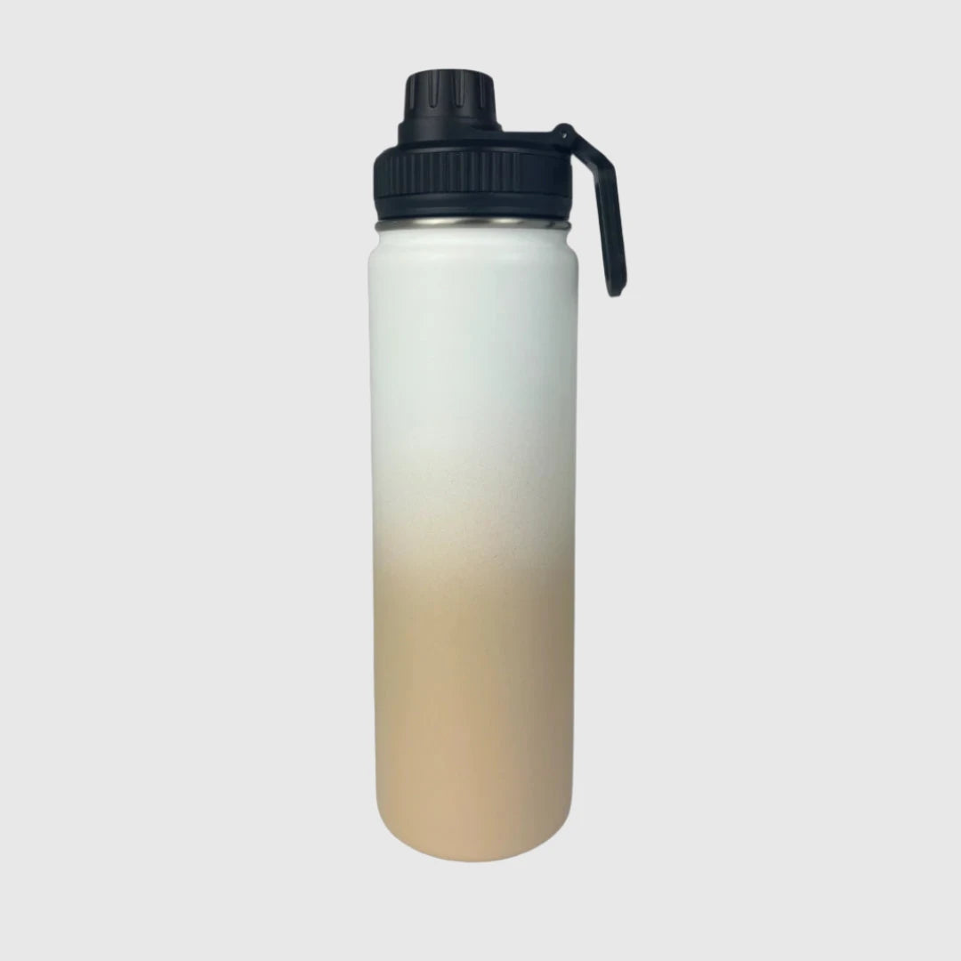 Pastel Beige Insulated Stainless Steel Water Bottle 650ml (22oz) - Keeps Drinks Hot/Cold for 24 Hours - Perfect for School, Gym, Hiking & Outdoor Activities