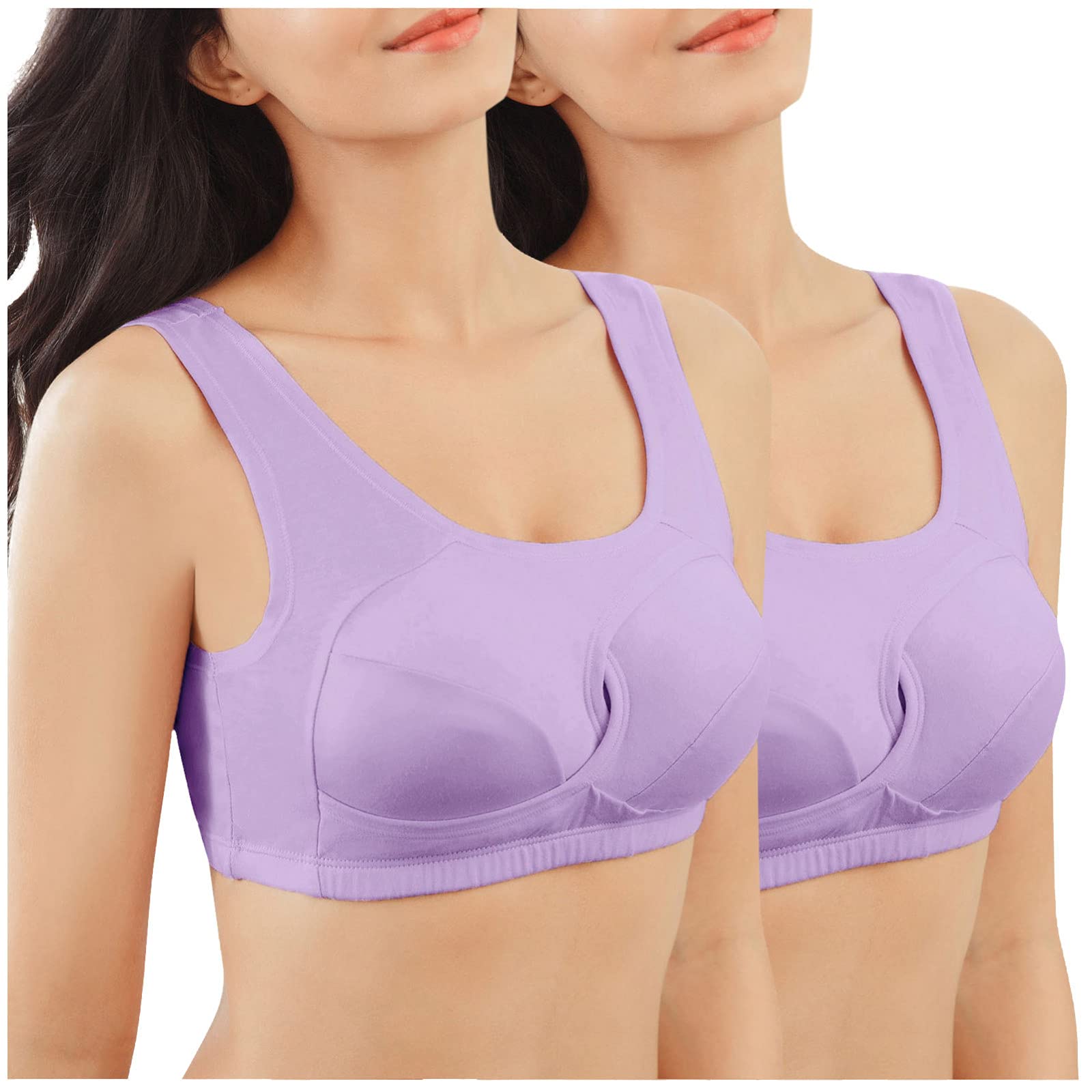 Women's Breathable Hollow-Out Yoga Sports Bra 2-Pack - High Support Fitness Bras for Running, Gym & Workouts - Comfortable Workout Underwear Vest for Active Lifestyles
