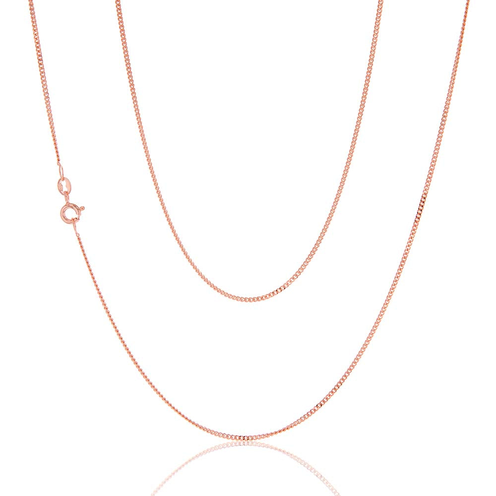 9ct Rose Gold Solid 40 Gauge Curb Chain 51cm - Elegant Jewelry for Women, Perfect for Layering, Gifts & Everyday Wear