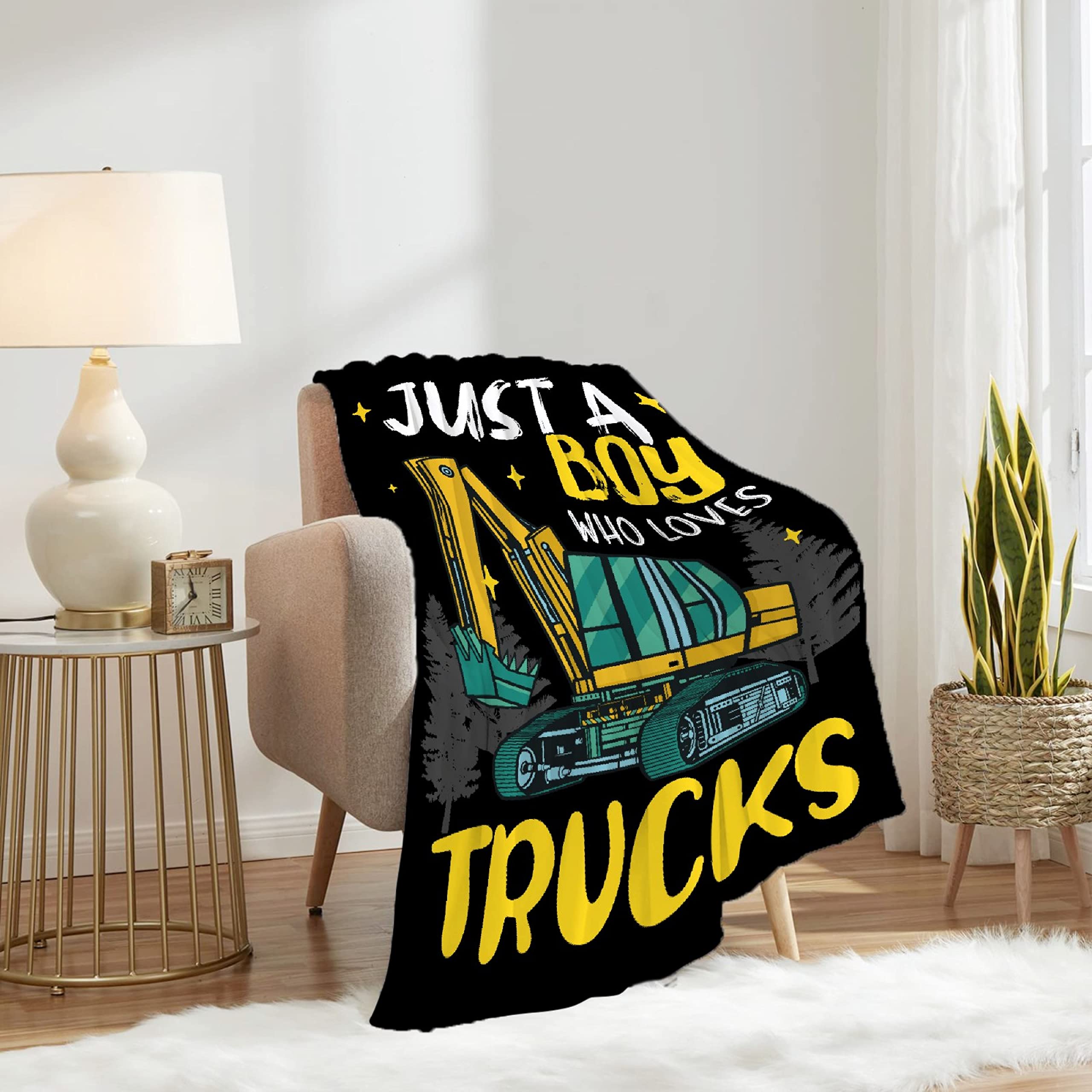 Ultra Soft Warm Lightweight Flannel Truck Blanket for Boys - 120