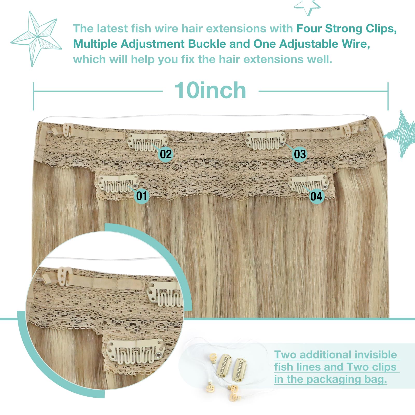 Premium 100% Human Hair Wire Hair Extensions for Women - Clip-In, Heat Resistant, Natural Look for Daily Styling & Special Occasions