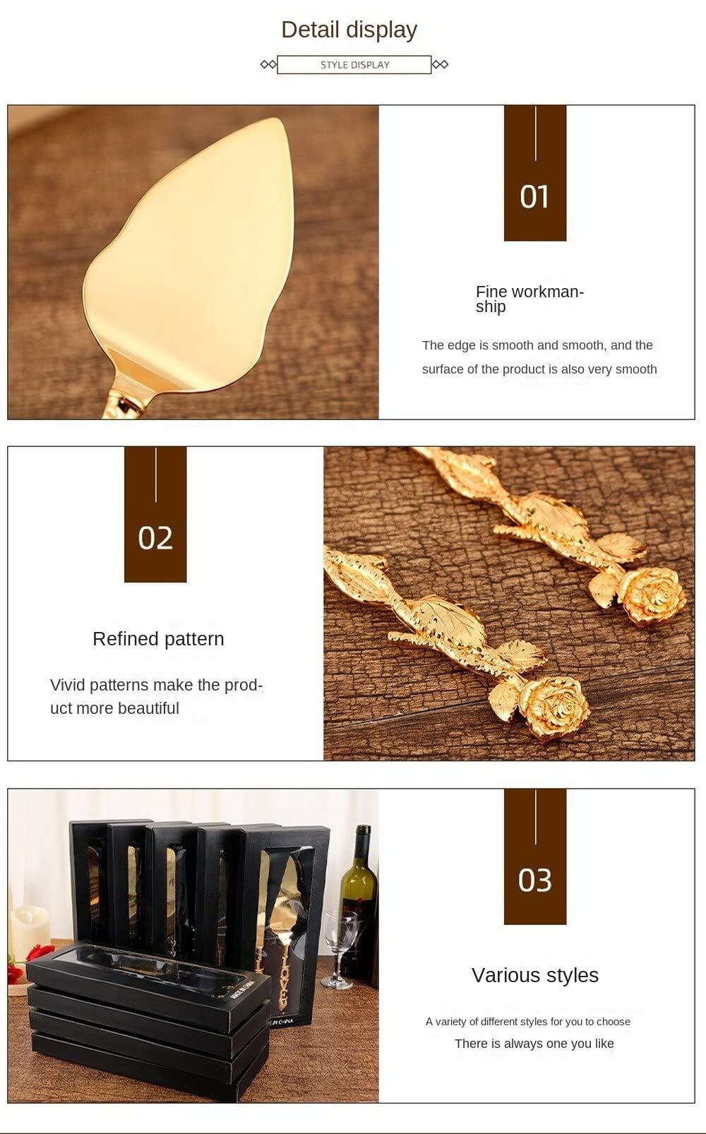 2-Piece European Style Gold Cake Knife and Spatula Set - Elegant Wedding & Banquet Serving Utensils for Cakes, Pies, Pizza - Perfect for Parties, Catering & Home Baking (4-Piece)