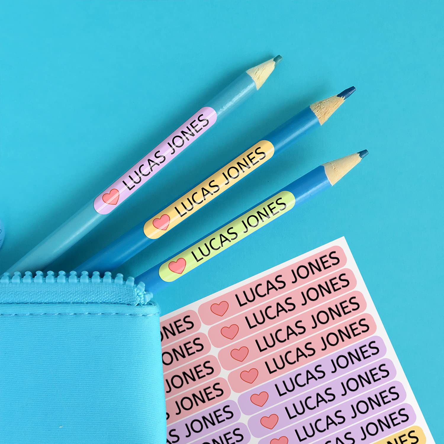 50 Custom Name Stickers - Waterproof Mini Adhesive Labels for Personalizing Pens, Pencils, Toothbrushes & More (1.6