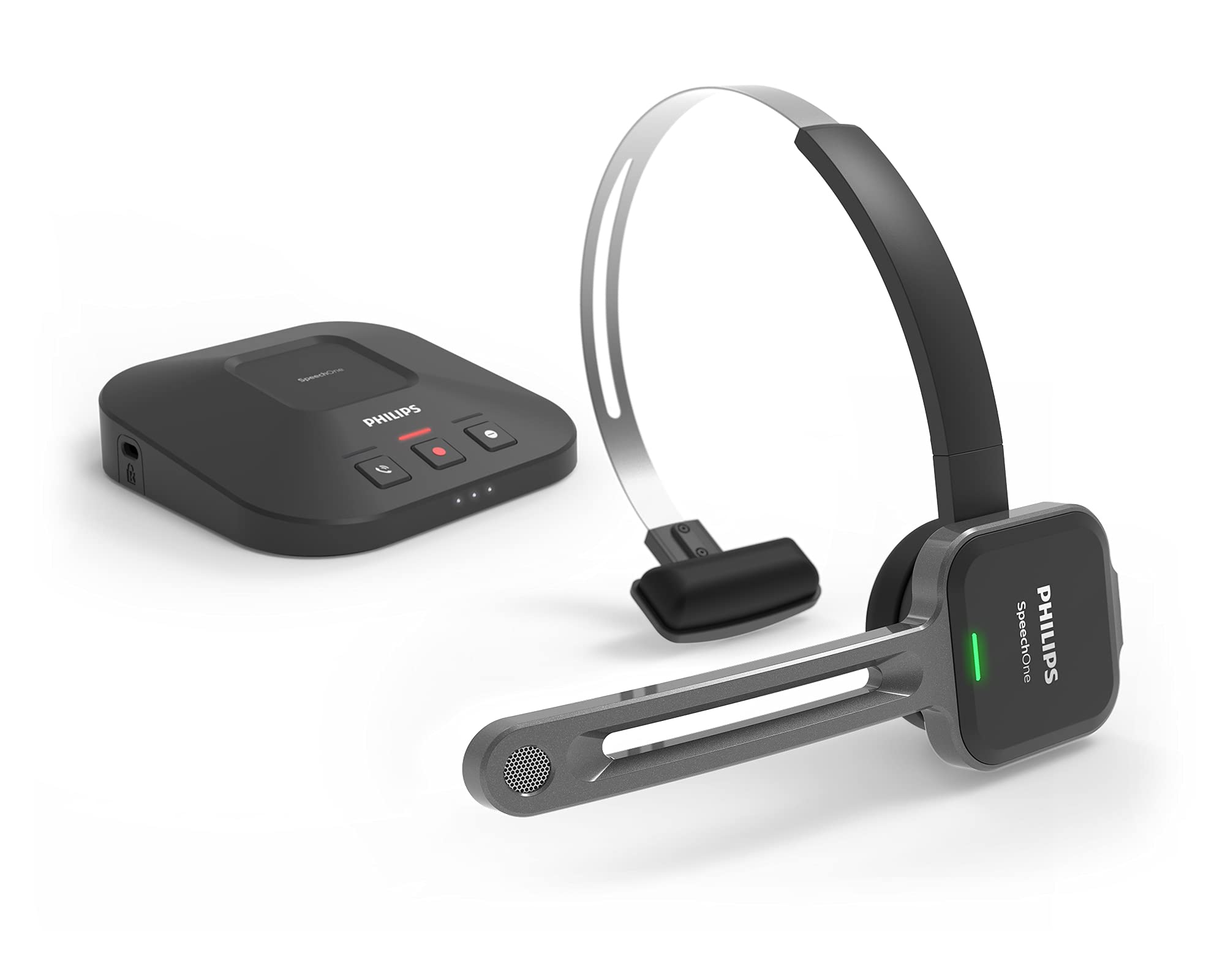 PHILIPS PSM6800/00 SpeechOne Wireless Dictation Headset with Docking Station, Status Light & Remote Control - Includes SpeechExec Pro Dictate Software for Medical, Legal & Office Transcription