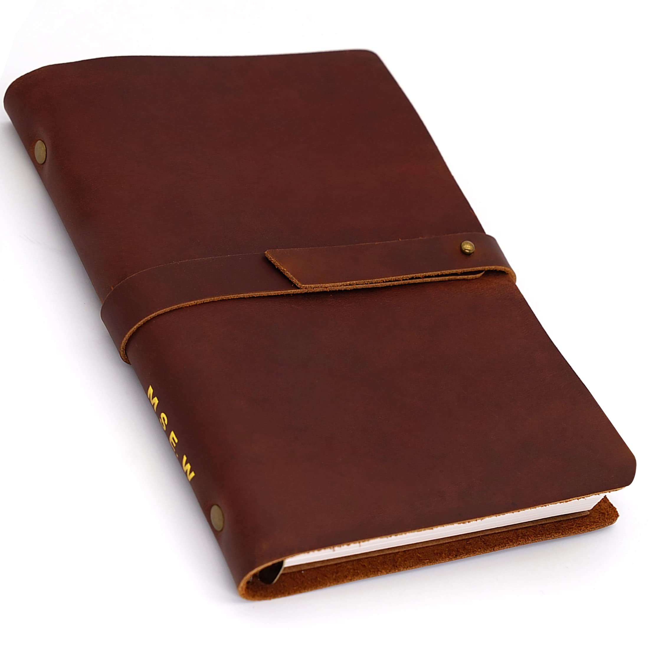 Refillable Leather Journal for Women & Men - Vintage Leather Bound Writing Notebook with Lined Pages (5x7 inch, A5, Brown) | Travel Journal, Poetry Writing, Daily Diary & Gift Idea for Writers