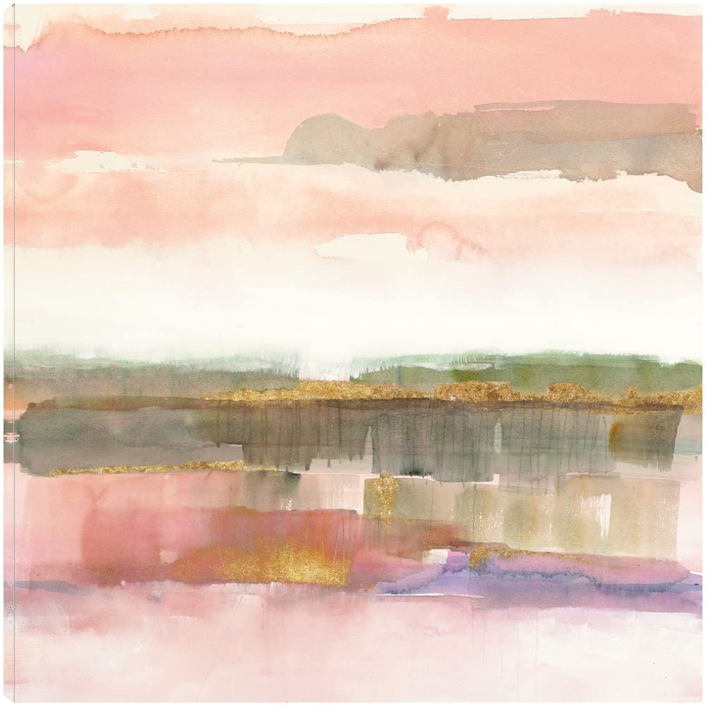 Premium Fine Art Canvas - Influence of Line and Color Gold Crop Wall Decor by Artist Mike Schick | Modern Abstract Painting for Living Room, Bedroom, Office & More | Ready to Hang 37x37 Inches | Perfect for Home Decor, Housewarming Gift & Interior Design