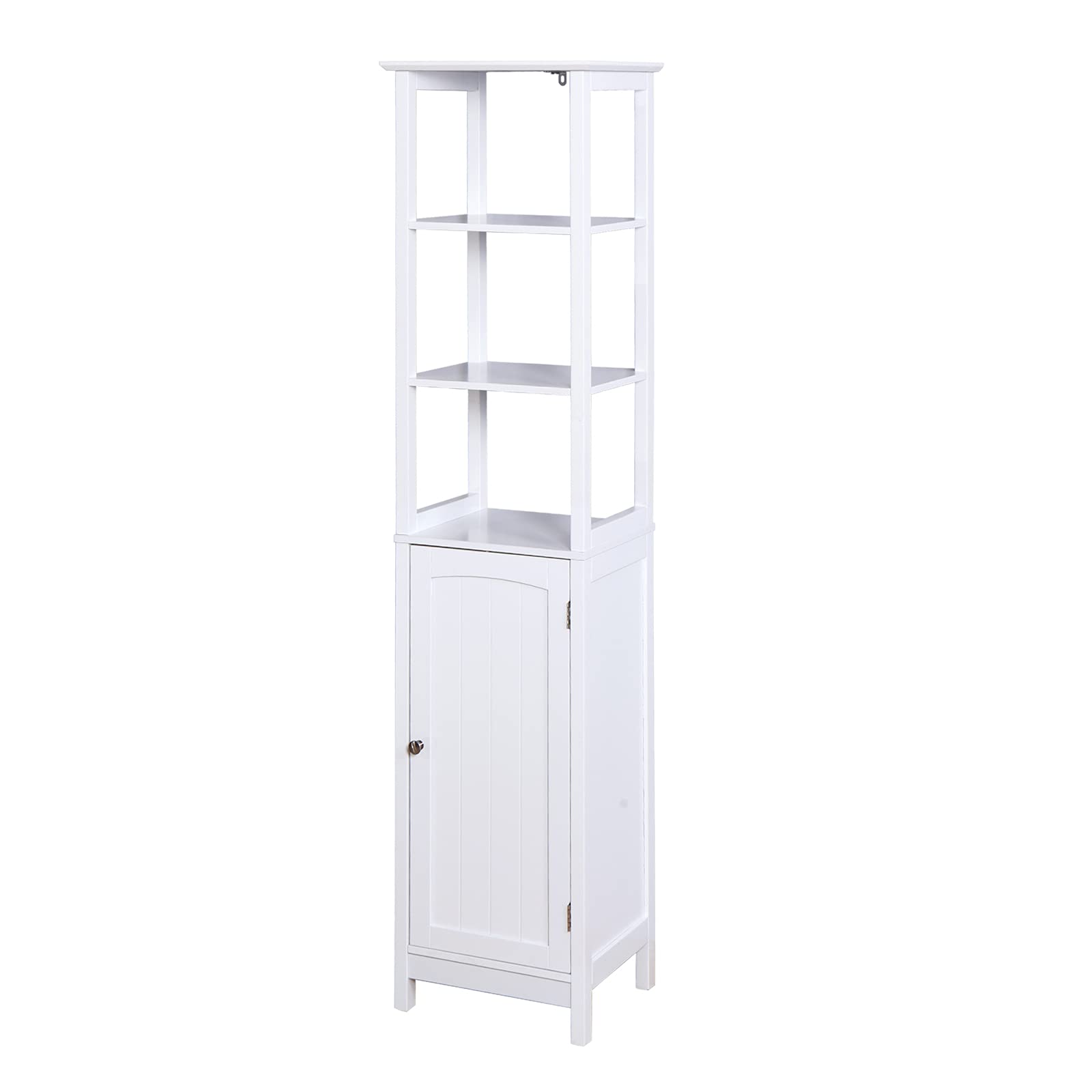 BNSPLY Tall Bathroom Cabinet with Adjustable Shelves - Slim Narrow Storage Tower for Bathroom, Bedroom, Living Room - White Linen Cabinet (15.7