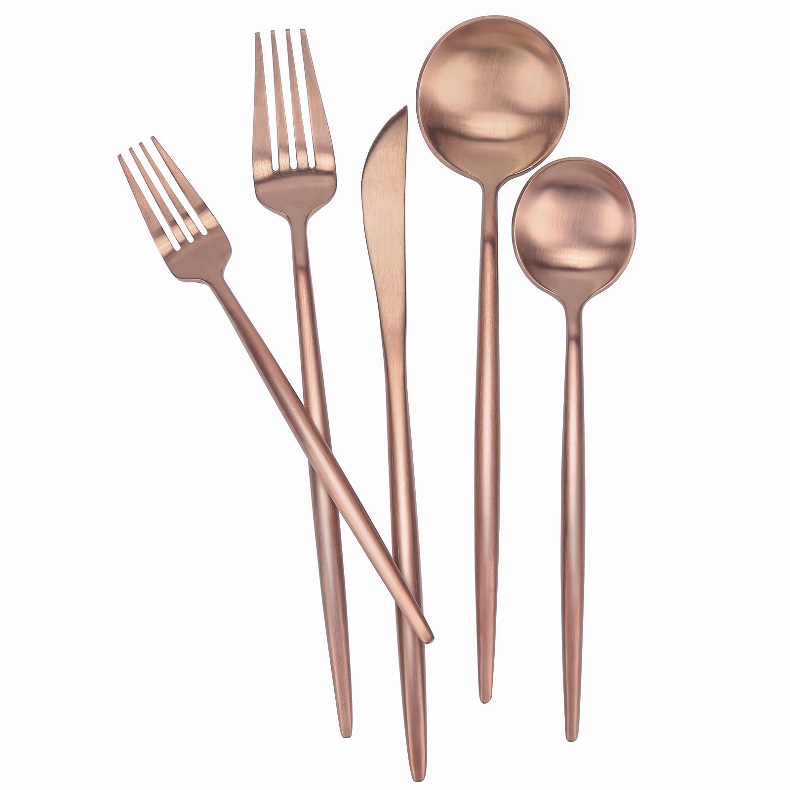 FAMEWARE 30-Piece Matte Rose Gold Silverware Set - Stainless Steel Flatware for 6, Elegant Tableware Cutlery with Satin Finish | Dishwasher Safe | Perfect for Dinner Parties, Wedding Gifts & Upscale Dining