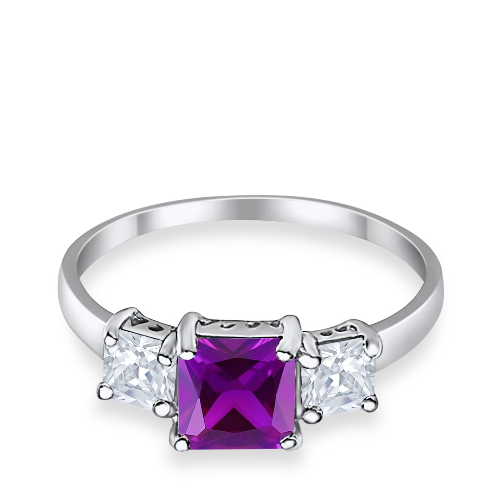 3 Stone Princess Cut Cubic Zirconia Ring - 925 Sterling Silver Fashion Jewelry for Women - Perfect for Weddings, Anniversaries & Special Occasions