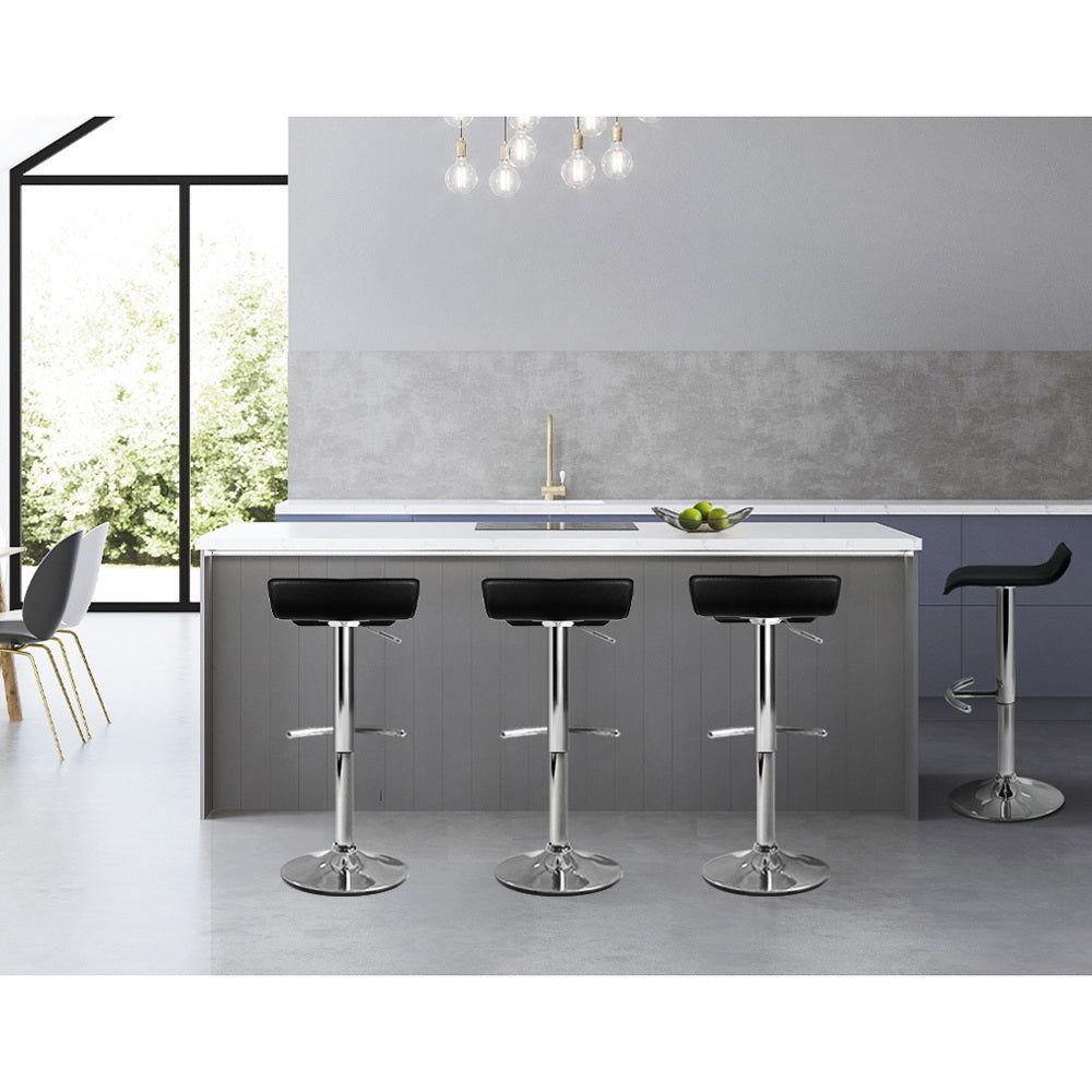 Adjustable Height 4-Piece Bar Stool Set with Gas Lift Mechanism - Black Counter Stools for Kitchen Island, Dining Room & Home Bar