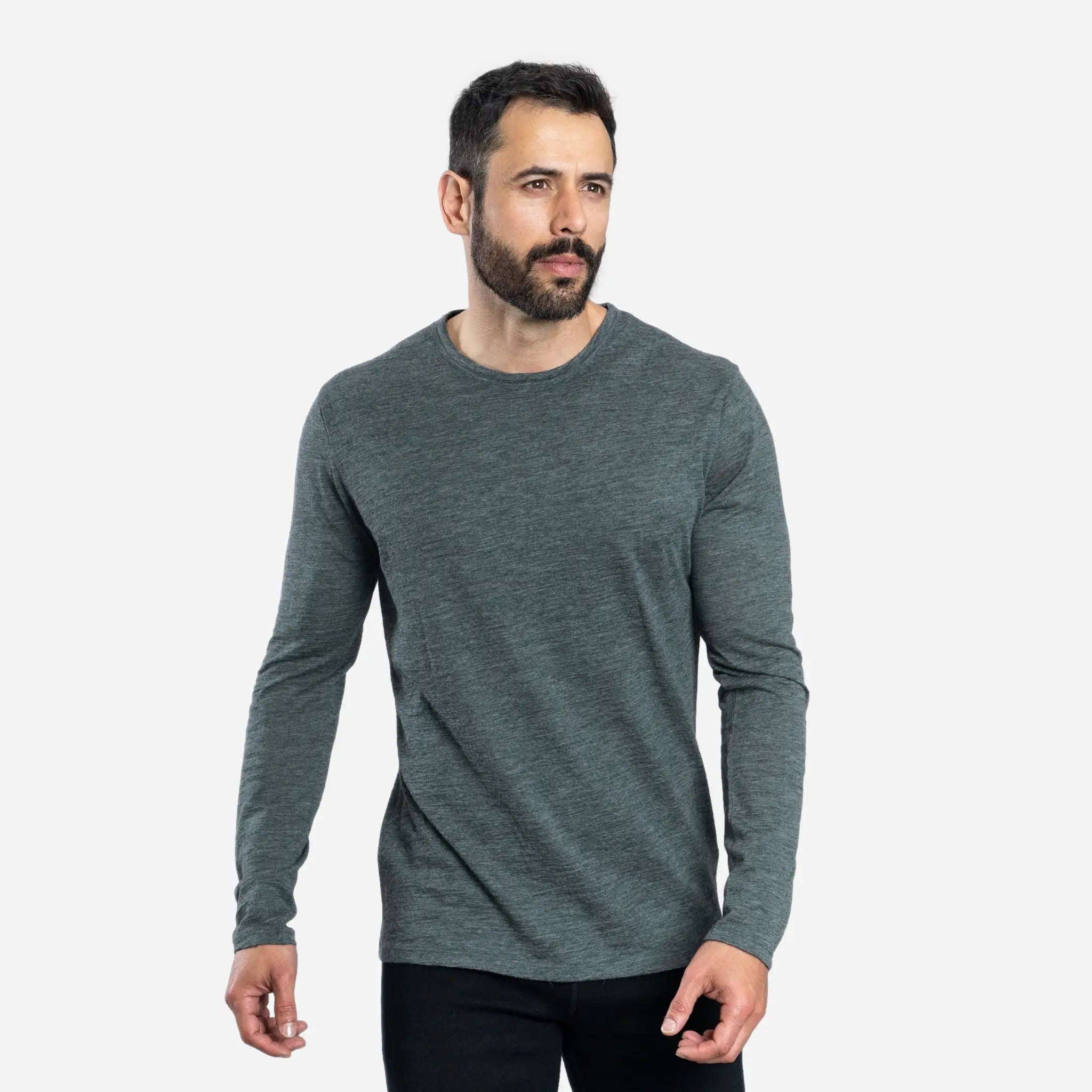 Premium Men's Alpaca Wool Long Sleeve T-Shirt - 160 Ultralight Thermal Base Layer for Hiking, Camping & Winter Outdoor Activities
