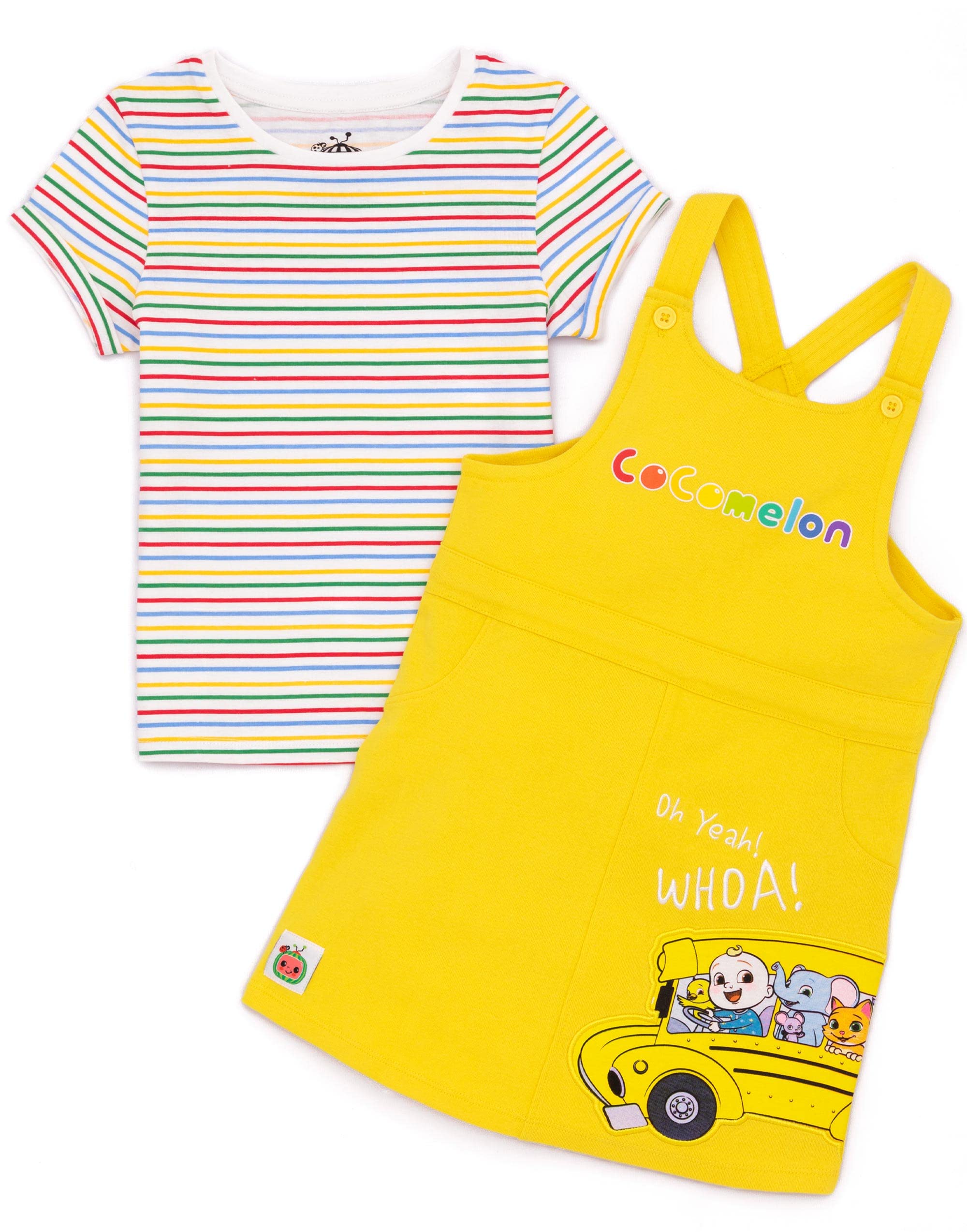 CoComelon Pinafore Dress for Girls - Cute Toddler Dungaree Outfit with T-Shirt | Perfect for Playtime, Birthday Parties & Family Photos