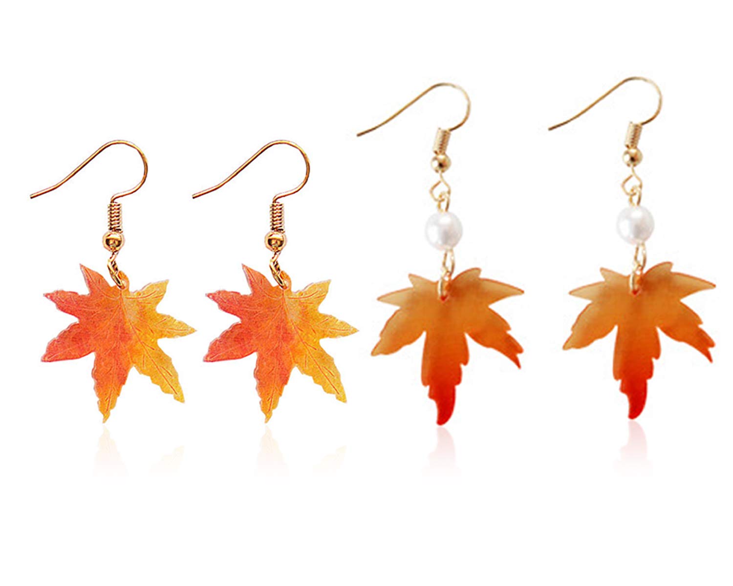 2 Pairs Maple Leaf Earrings - Long Drop Dangle Earrings for Women & Girls, Fall Thanksgiving Christmas Jewelry Gifts, Perfect for Autumn Parties & Holiday Outfits