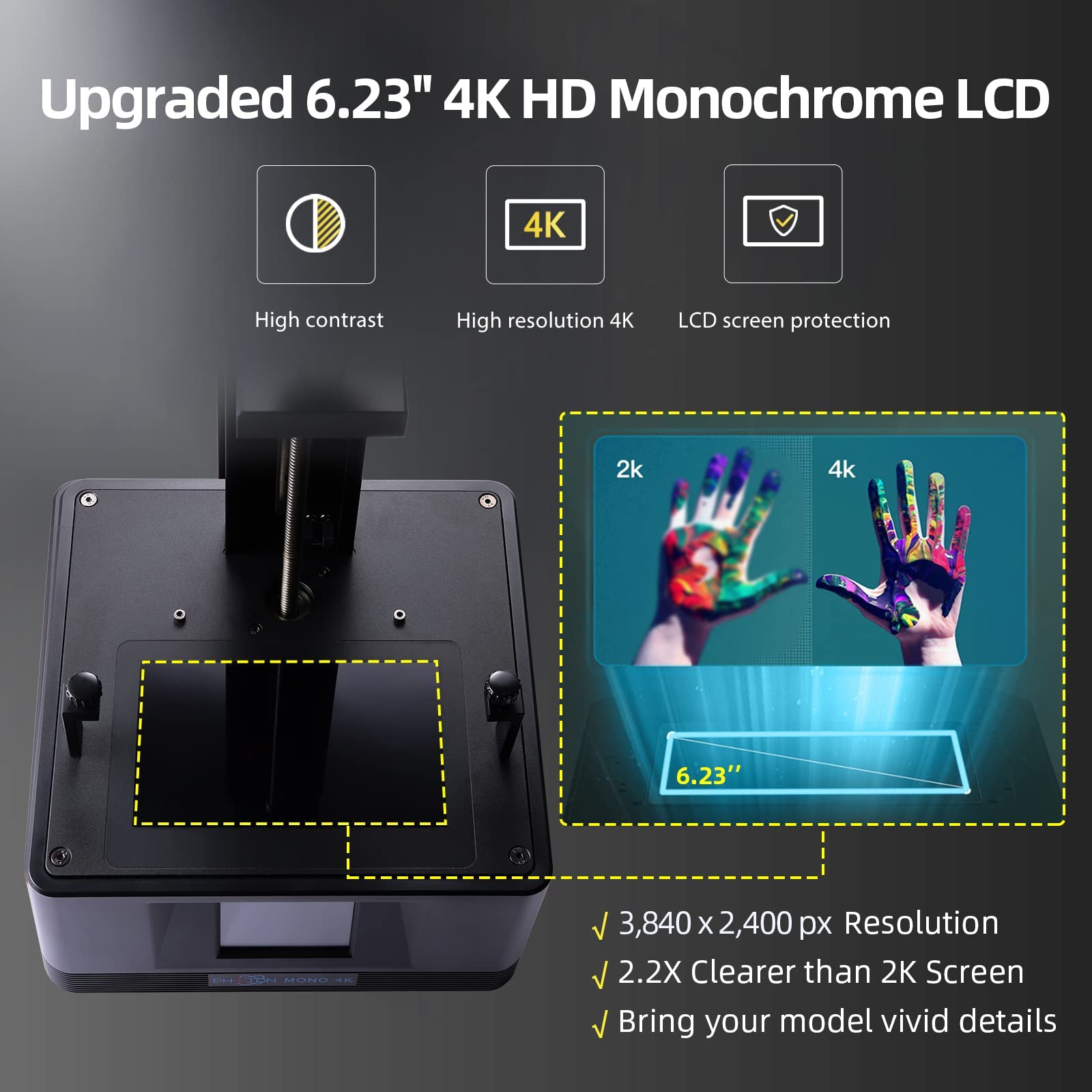 ANYCUBIC Photon Mono 4K LCD Resin 3D Printer with 6.08