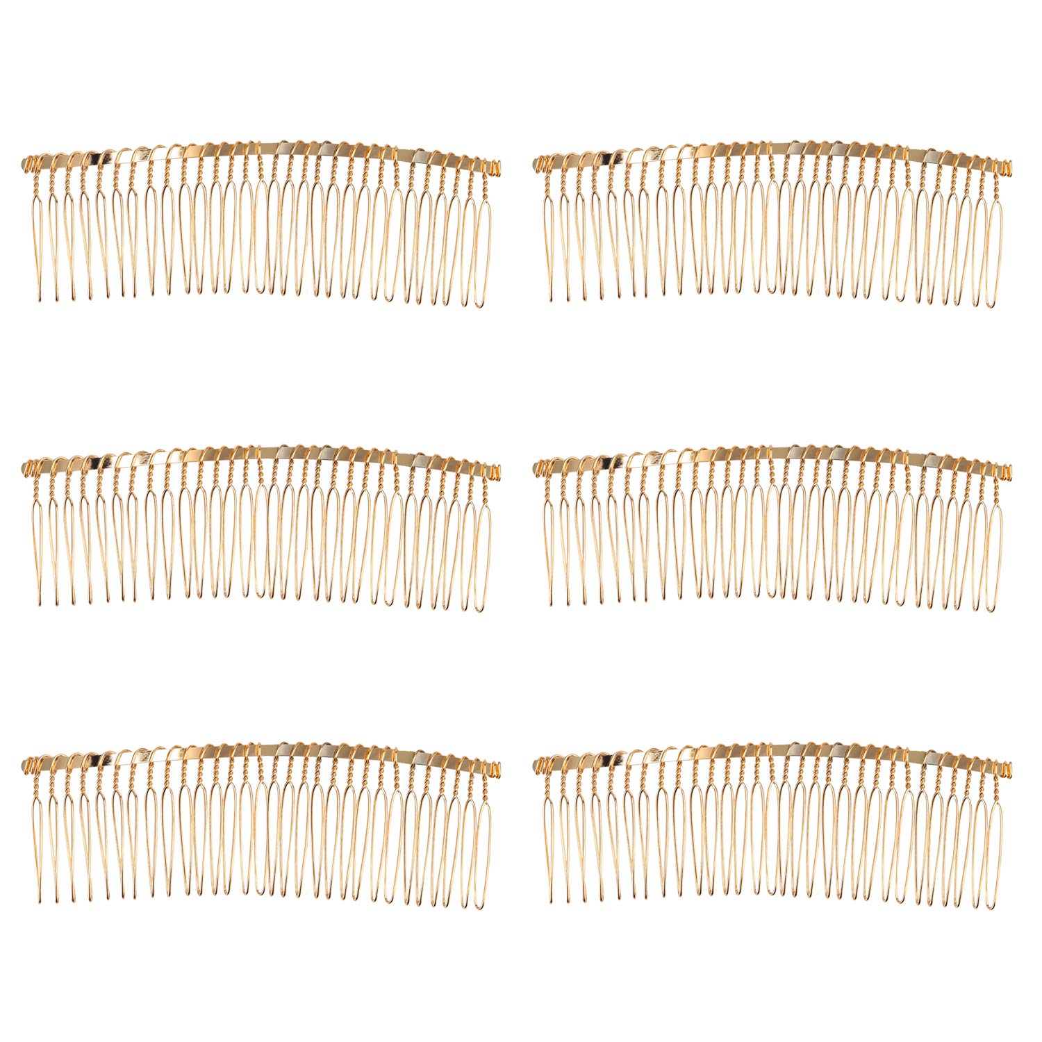 10 Pieces Gold Metal Hair Comb Clip Wire Wedding Bridal Veil Combs for Women - 30 Teeth Hair Accessories for Bridal Party, Prom, Cosplay & Special Occasions