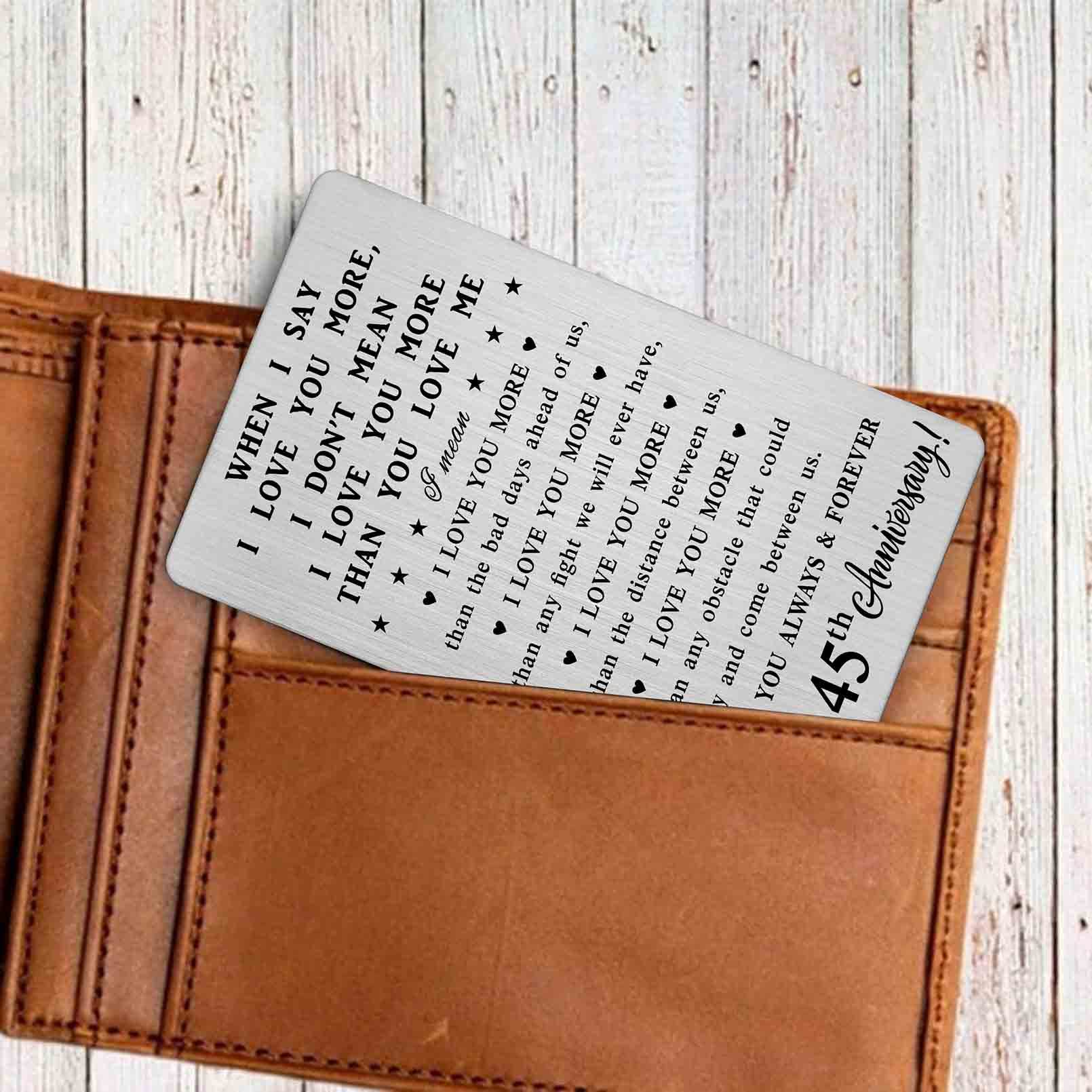 45th Anniversary Card for Men - Romantic Wallet Insert Gift for Husband | 45 Year Wedding Anniversary Keepsake - Perfect for Celebrating Milestone Anniversaries & Special Occasions