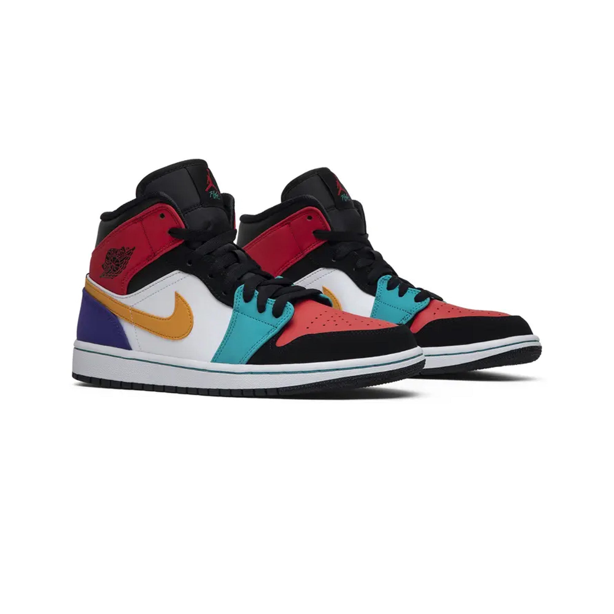 Air Jordan 1 Mid 'Bred Multi-Color' Basketball Shoes - Men's High-Top Sneakers for Streetwear & Casual Style | Perfect for Basketball, Gym & Everyday Wear