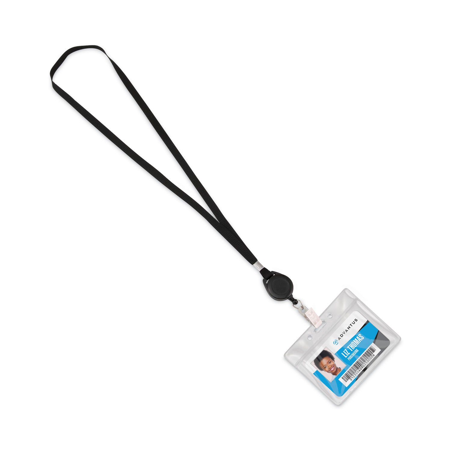 Advantus Retractable ID Badge Reels with Metal Clip, 34-Inch Black Lanyards (Pack of 12) - Perfect for Office, Events, Conventions & Security Identification