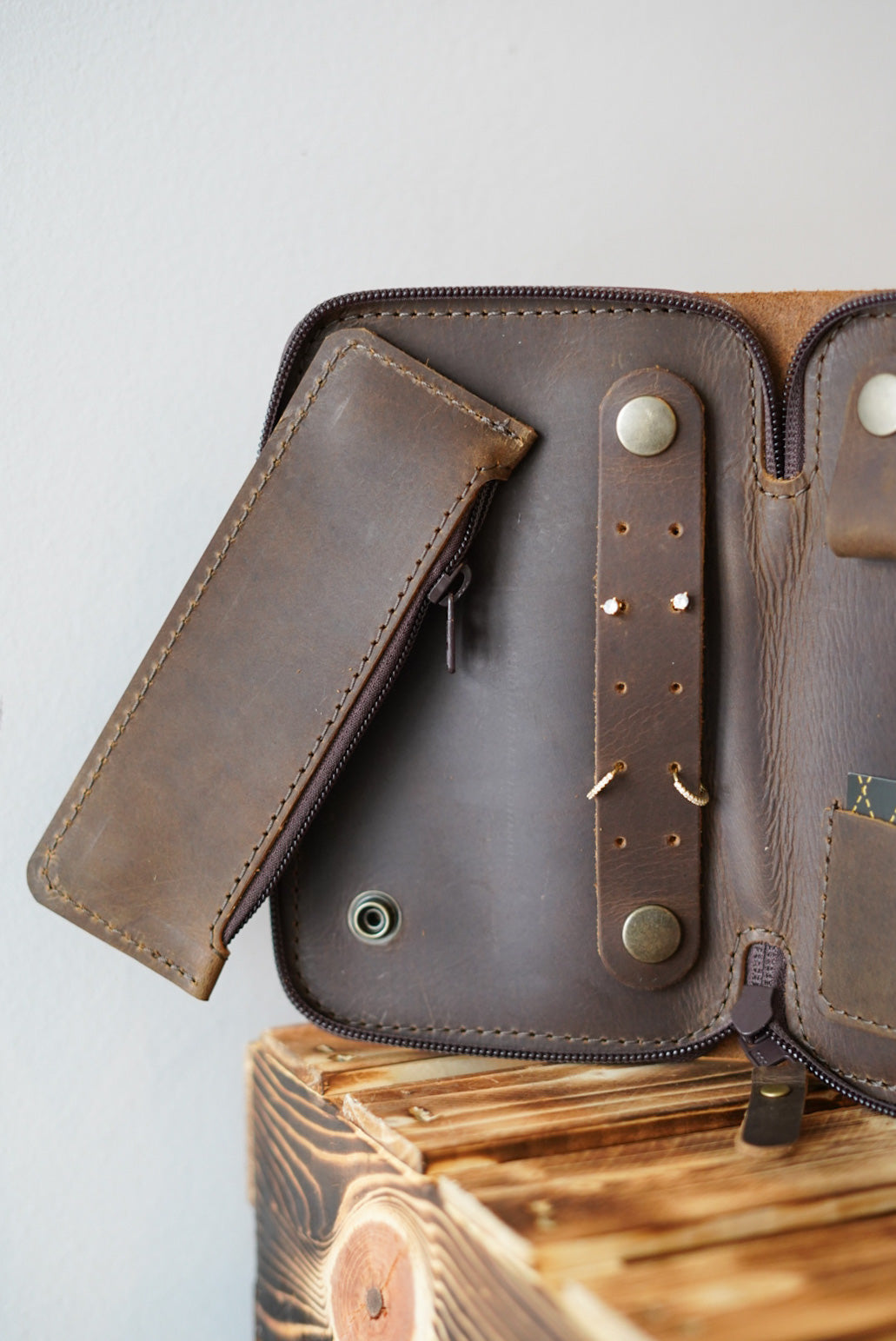 Premium Jewelry Travel Case - Water Buffalo Leather (Brown) | Compact & Secure Jewelry Organizer for Necklaces, Rings & Earrings | Perfect for Travel, Gifts & Daily Storage