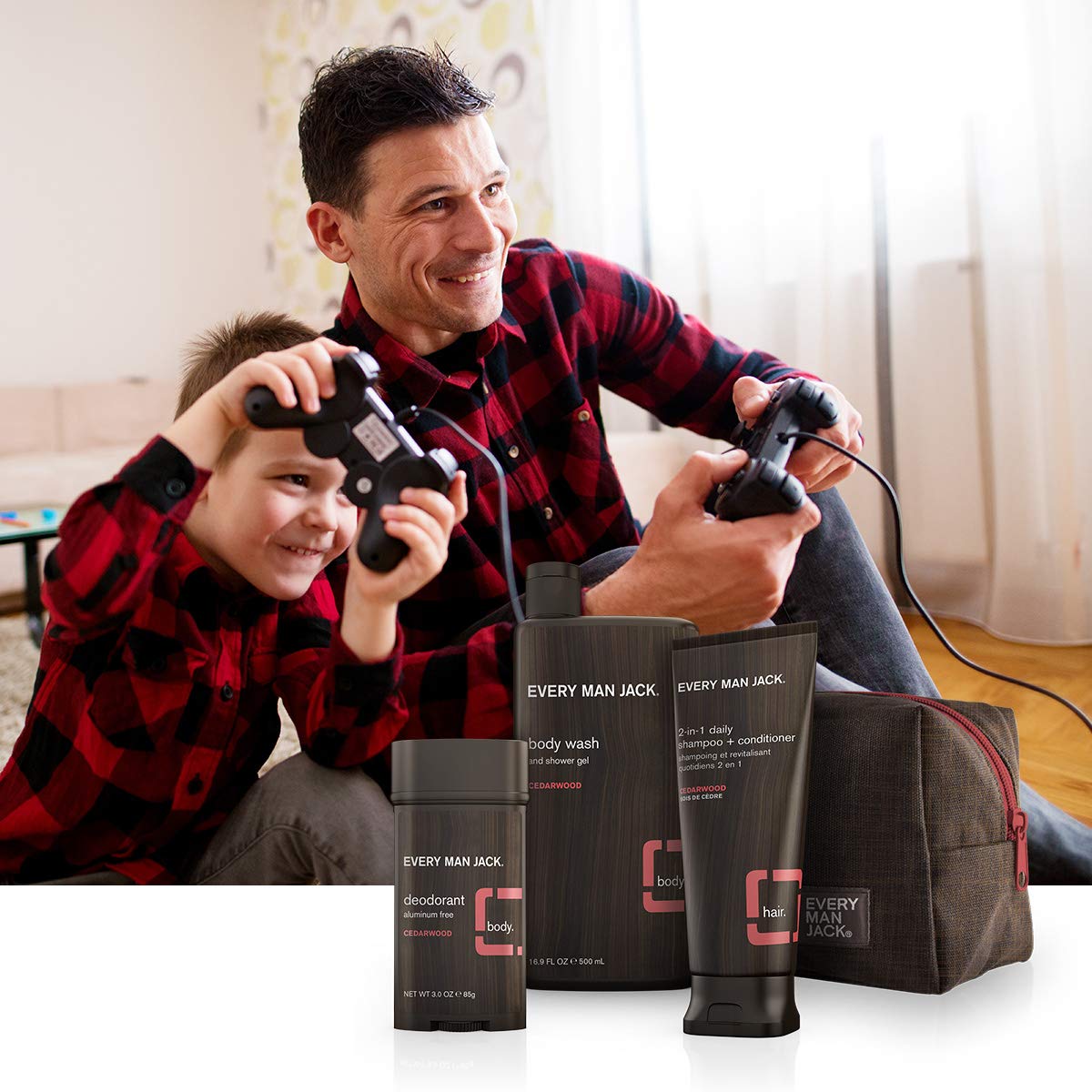 Every Man Jack Cedarwood Body Wash & Body Lotion Kit for Men - Natural Grooming Set with Moisturizing Formula - Perfect for Daily Shower & Post-Workout Skincare Routine