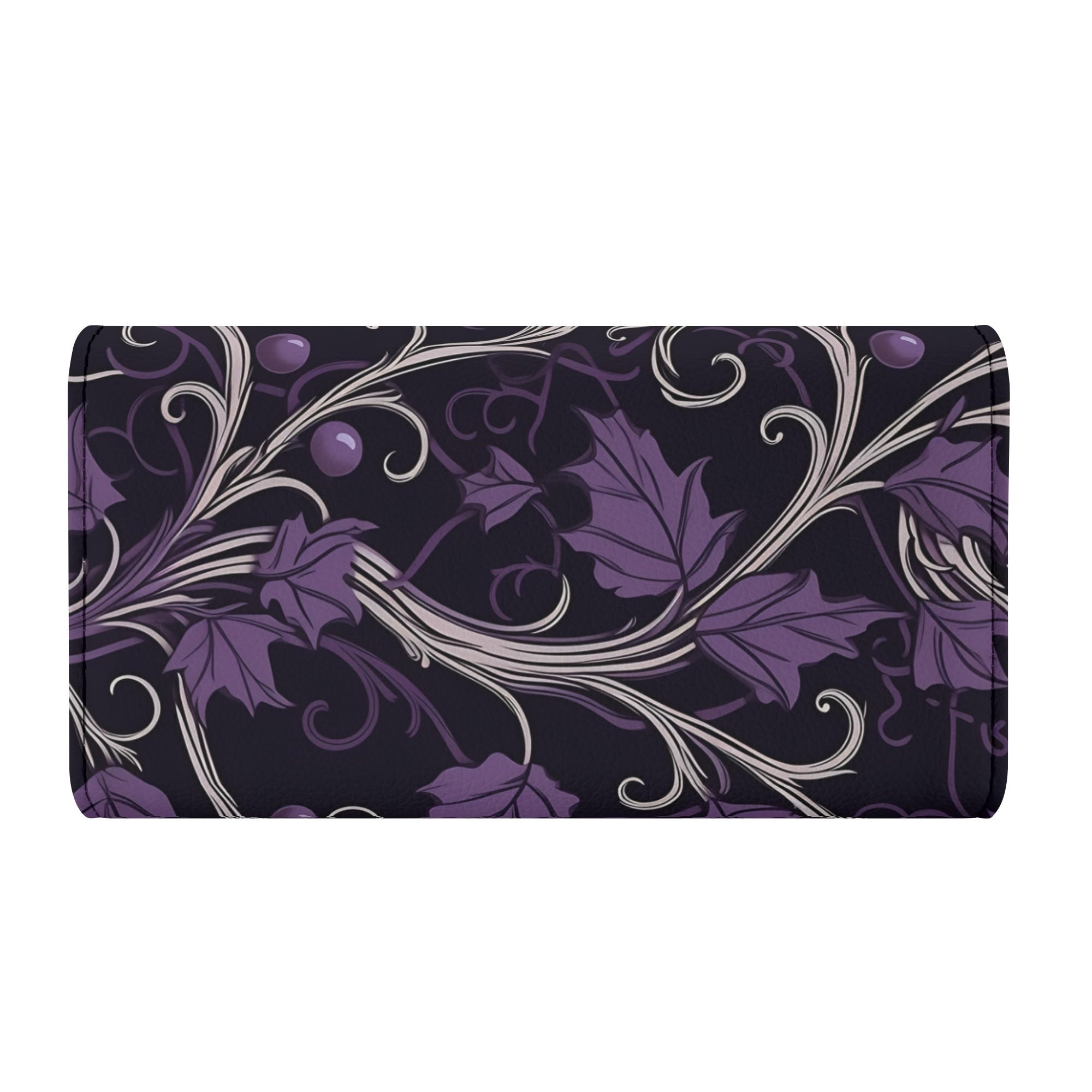 Purple Forest Genuine Leather Trifold Clutch Wallet for Women - Stylish & Compact Wallet for Everyday Use, Travel, and Parties