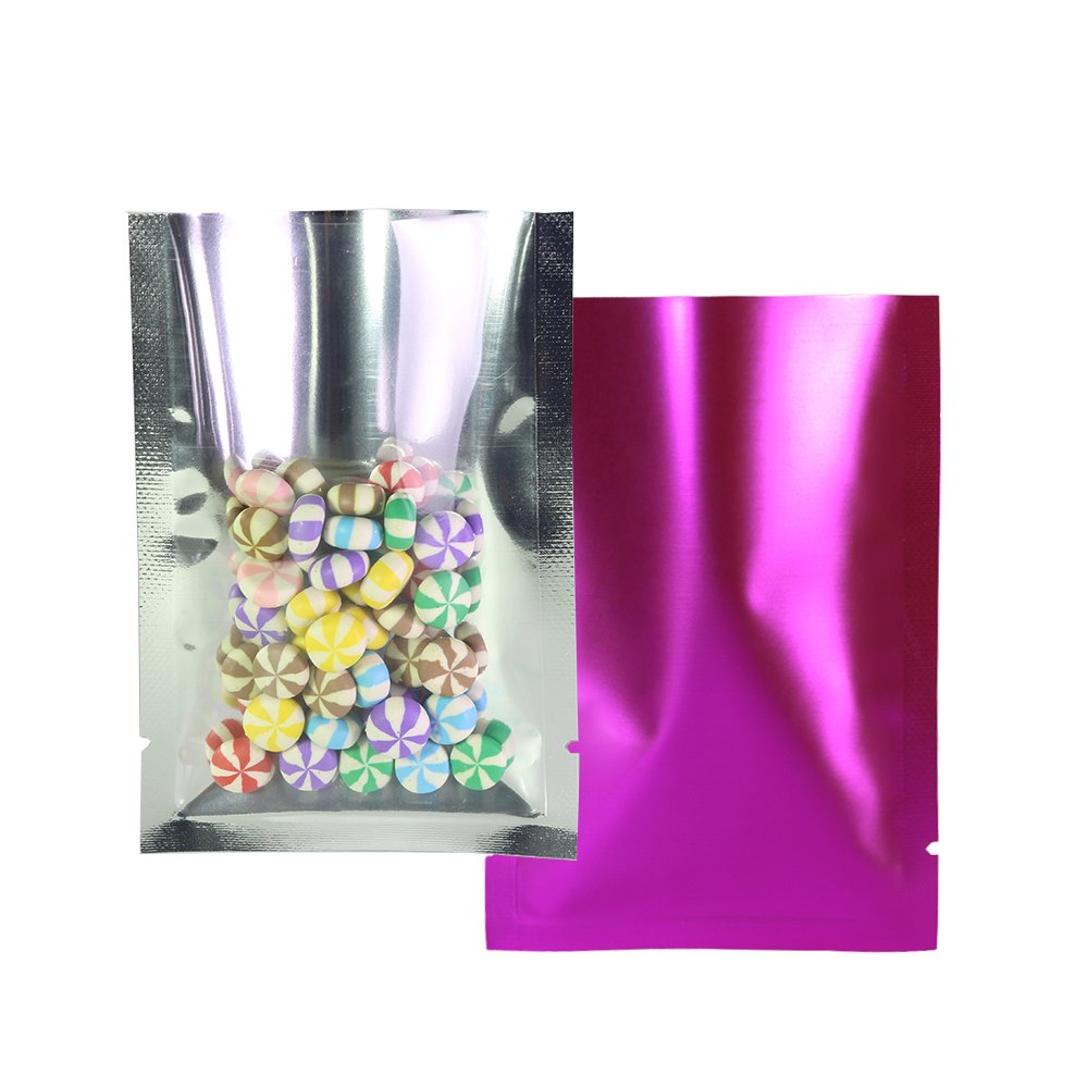 QQ Studio 100 Clear Open Top Colored Metallic Mylar Bags - Rose Gold, 2.8