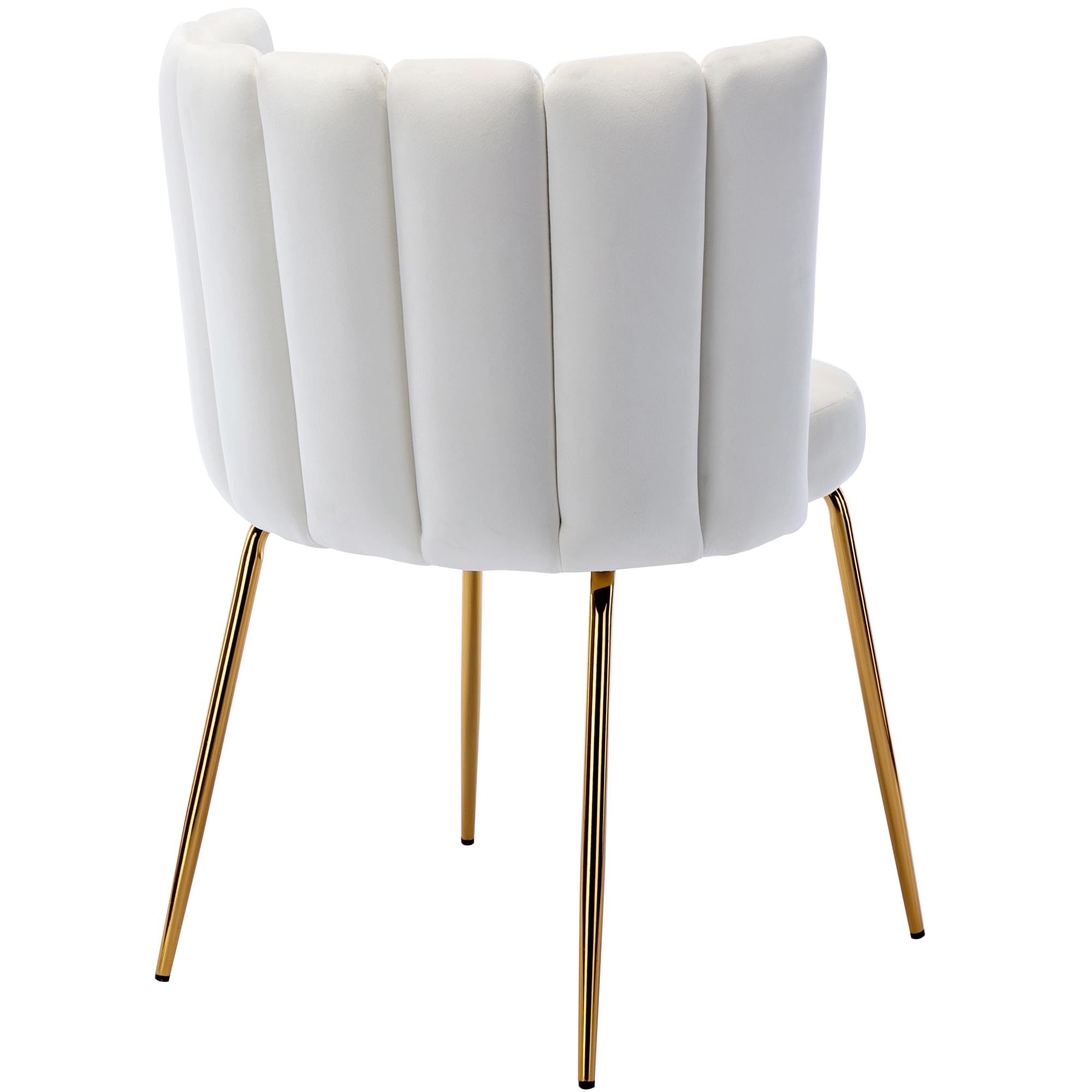 Modern Velvet Accent Dining Chairs Set of 2 - Upholstered Kitchen & Living Room Side Chairs with Gold Metal Legs, Cream - Perfect for Home, Restaurant, and Office Use