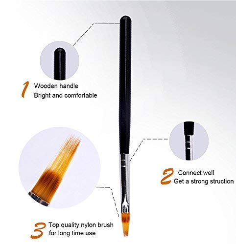 INOG Black Nail Ombre Brush Set - Wood Handle Gradient Painting Pens for UV Gel Nail Art - Perfect for Salon Professionals & DIY Manicures at Home