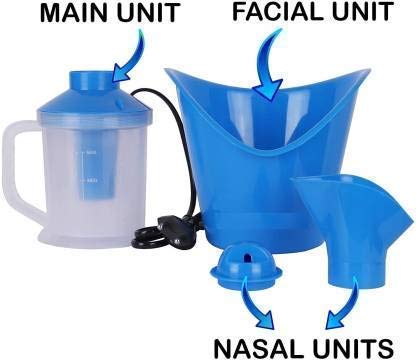 Shrajs 3-in-1 Plastic Steam Vaporizer with Nozzle Inhaler, Facial Sauna & Steamer Machine for Adults & Kids - Multicolor | Cold Relief, Sinus Congestion, Skin Care & Relaxation at Home