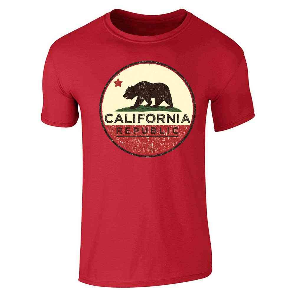 Pop Threads California Republic Flag Bear Retro Graphic T-Shirt for Men - Vintage Style Casual Wear for Street Fashion & Everyday Outfits