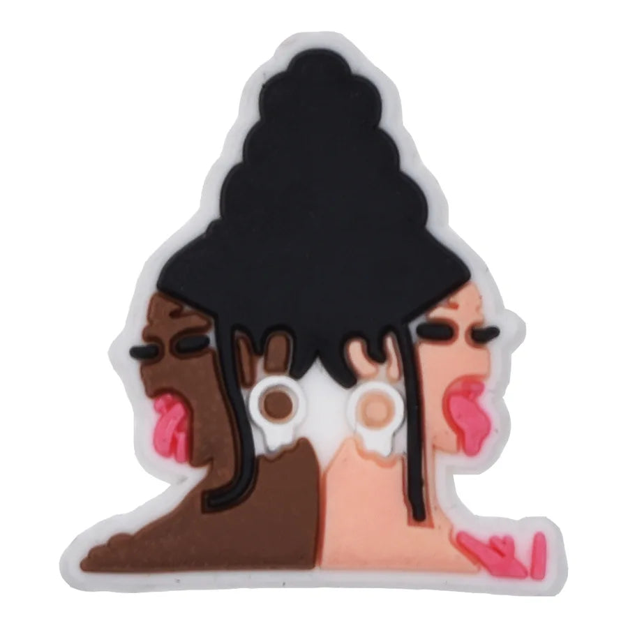 Black Girl Shoe Charms for Crocs | PVC DIY Pins for Men & Women | Clogs & Jeans Decoration Badges | Fun Shoe Accessories | Christmas Gifts for Teens & Adults | Perfect for Casual Wear, Parties & Gifting