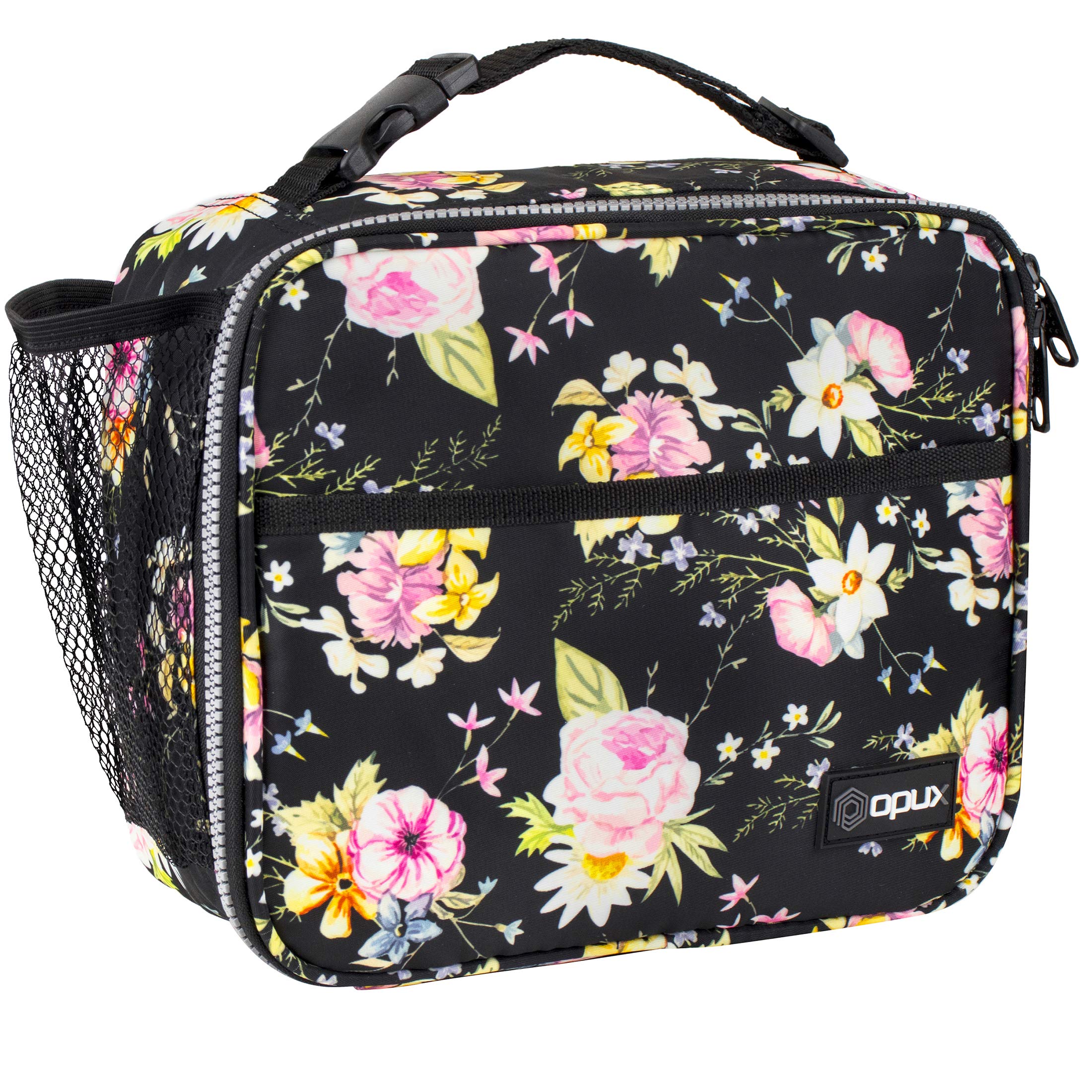 Premium Insulated Lunch Box for Women - Leakproof & Reusable Thermal Lunch Bag for Work, School & Office - Holds 6 Cans - Stylish Black Floral Design - Perfect for Meal Prep, Picnics & Daily Commutes