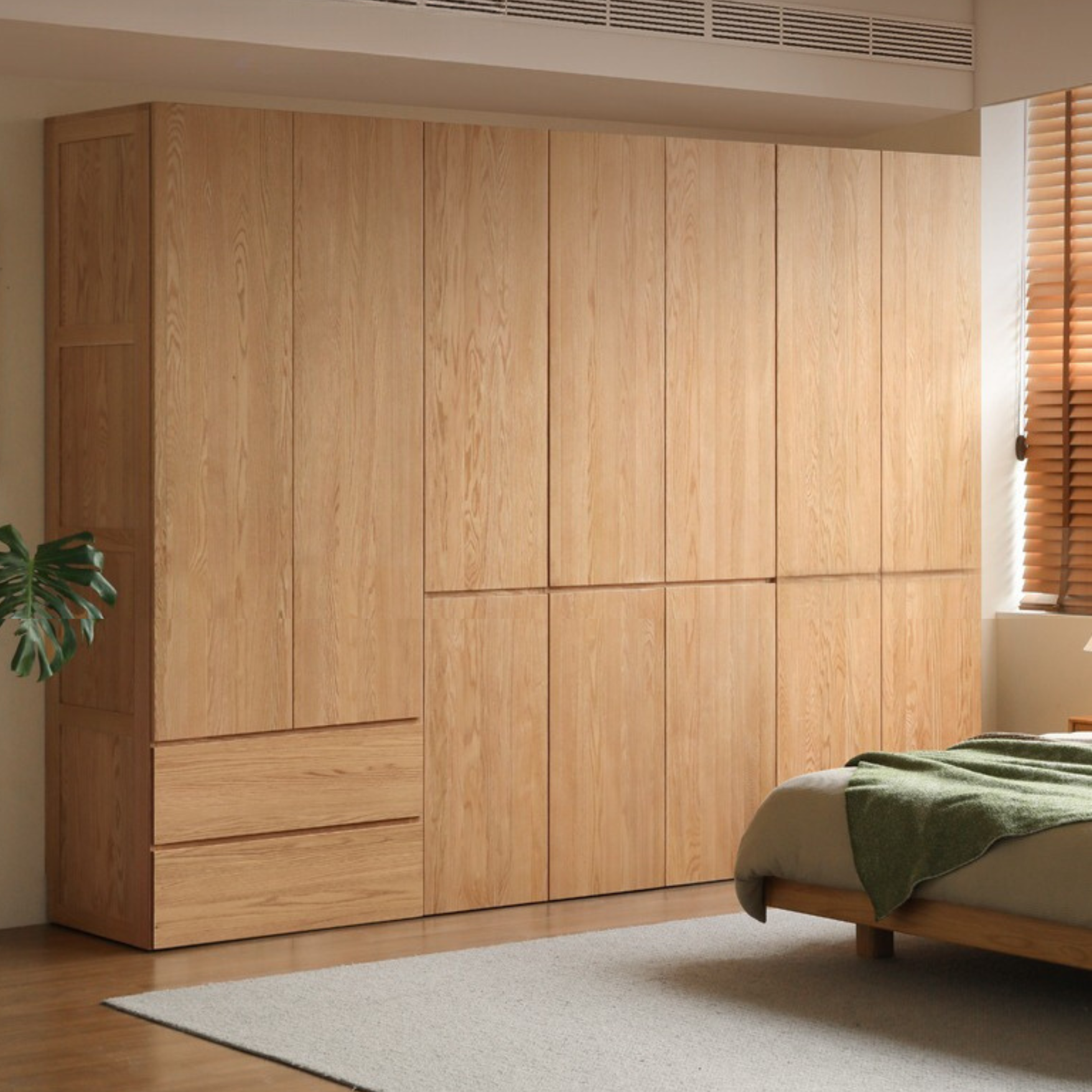 Oak Solid Wood Sectional Wardrobe - Spacious Modular Closet Organizer for Bedroom & Walk-in Closets | Durable Storage Solution for Clothes, Shoes & Accessories