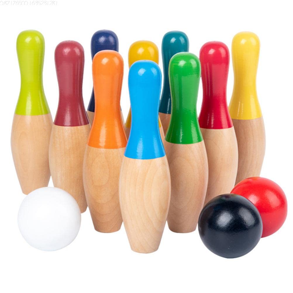 Premium Wooden Lawn Bowling Set - 10 Skittles Pins & 3 Balls with Carry Bag for Backyard, Garden, and Beach Games | Fun Outdoor Party Game for Kids, Adults & Family Gatherings | Perfect for Picnics, BBQs and Summer Yard Activities