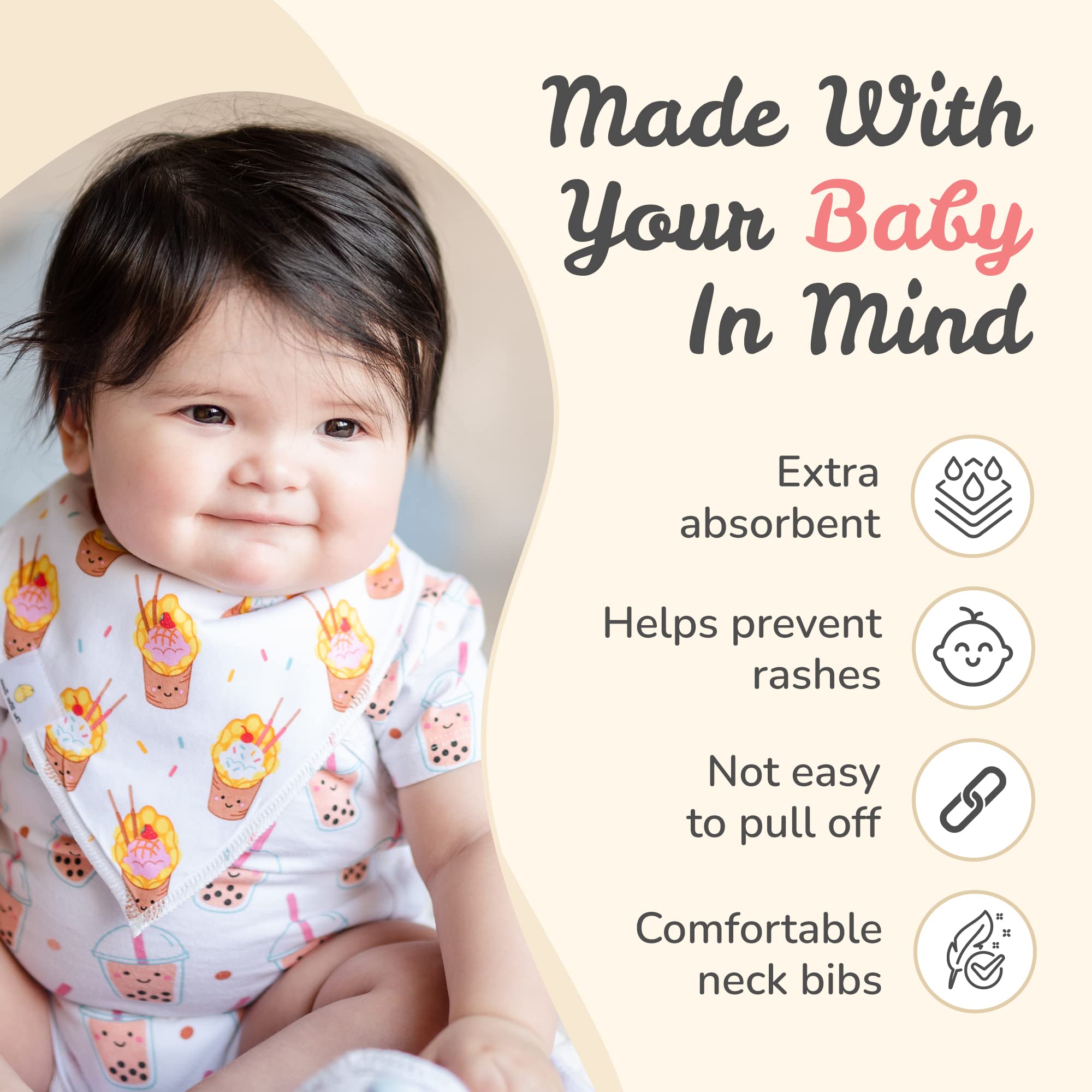 Organic Cotton Bandana Bibs 2-Pack for Babies - Soft Unisex Drool Bibs for Boys & Girls - Perfect for Teething, Drooling & Mealtime - Cute & Absorbent Baby Accessories
