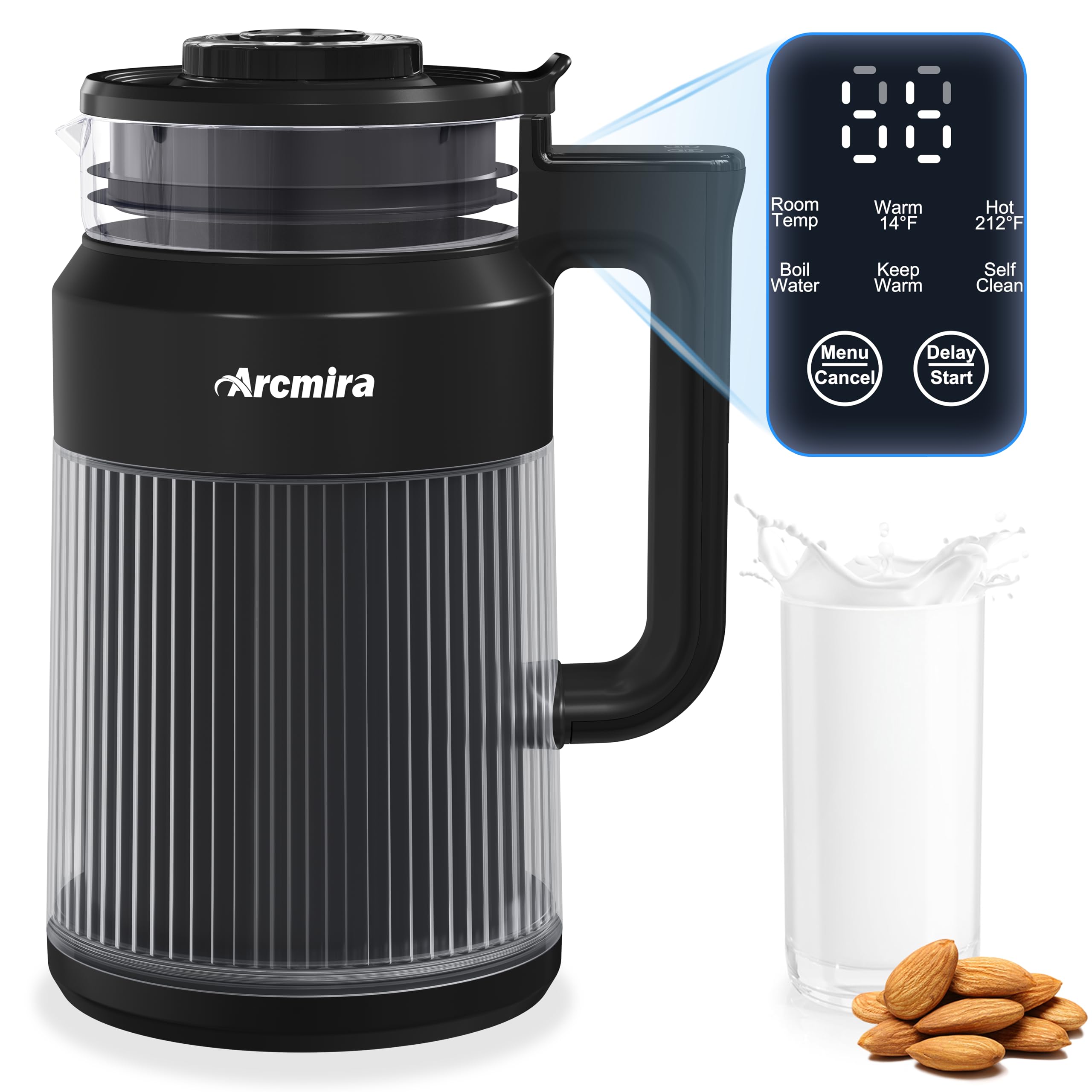 Nut Milk Maker Machine 27oz (800ml) - Homemade Almond, Oat, Coconut & Soy Milk Maker - Vegan, Dairy-Free Beverage Machine with Delay Start, Keep Warm & Self-Cleaning - Perfect for Healthy Lifestyles, Vegan Diets & Plant-Based Drinks at Home