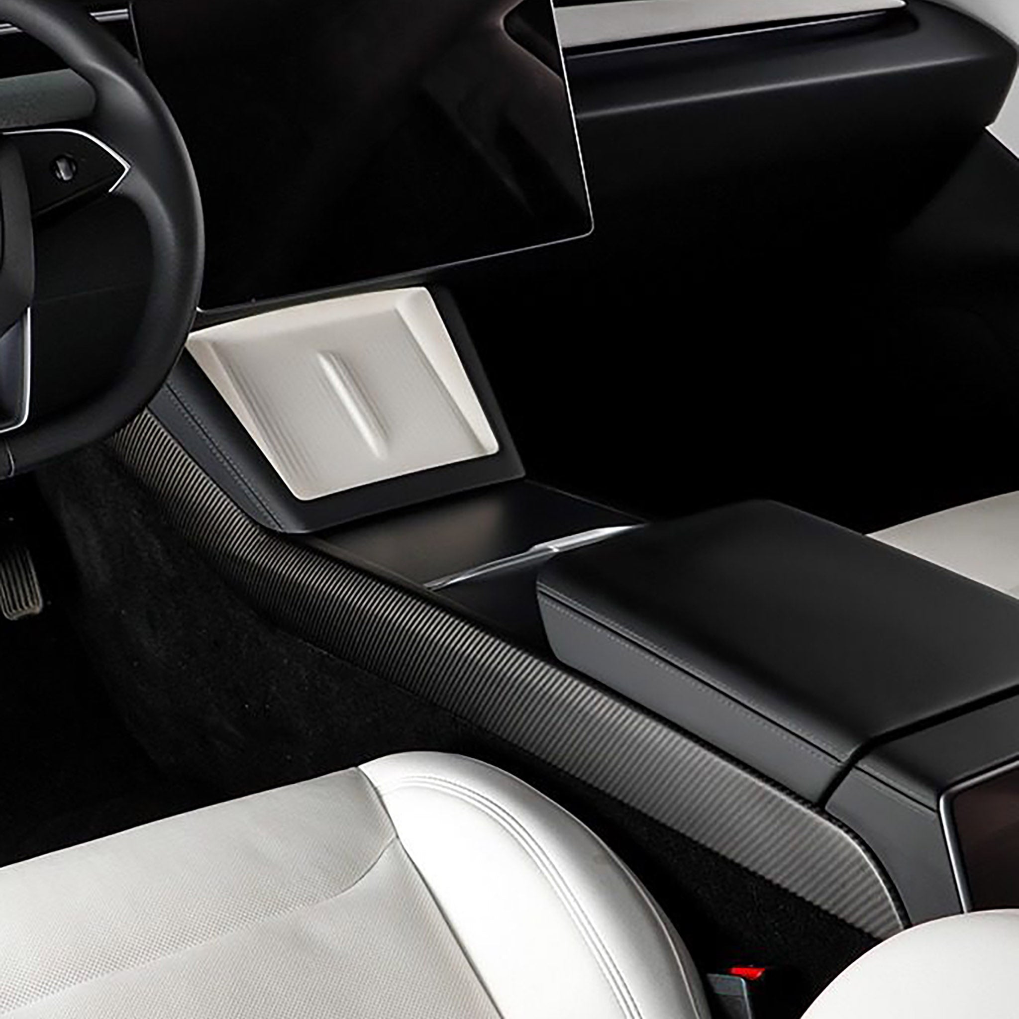 2025+ Tesla Model Y Juniper Real Carbon Fiber Center Console Side Panel Covers - Premium Interior Upgrade for Enhanced Style & Protection | Perfect for Daily Commute & Road Trips