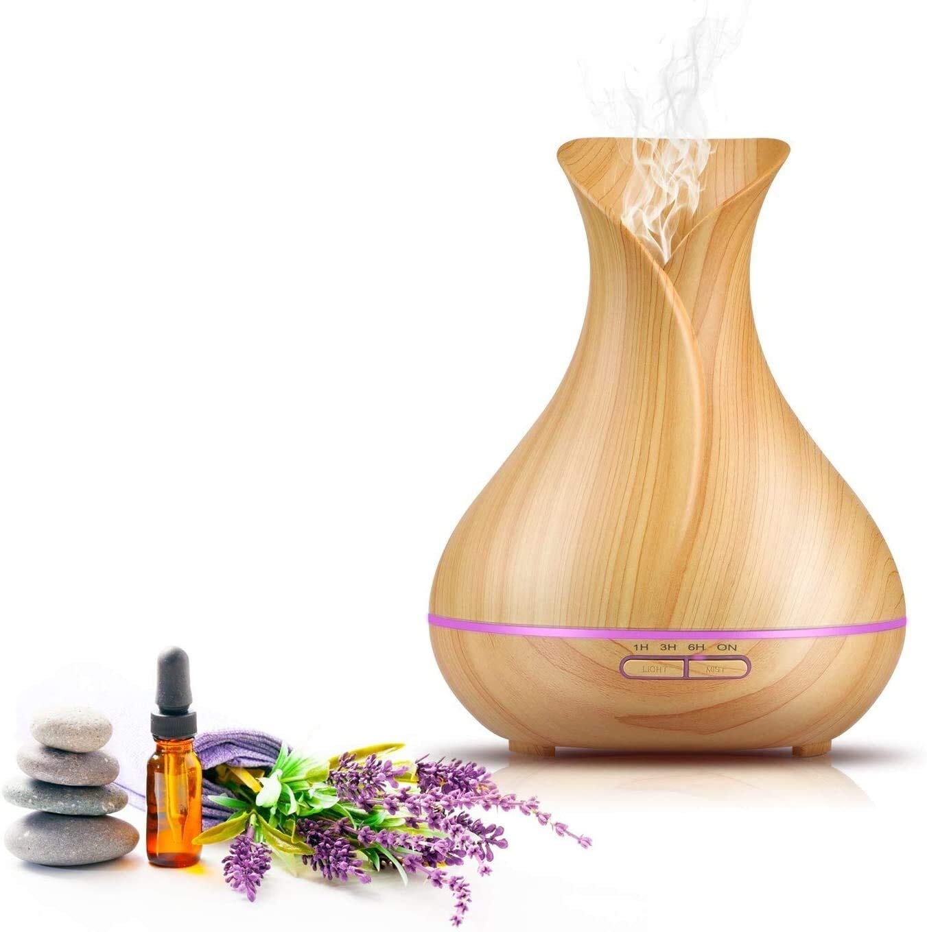 400ml Alexa Compatible Aromatherapy Essential Oil Diffuser - 7 Color LED Electric Aroma Humidifier for Home, Office, Bedroom, Yoga & Spa - Perfect for Relaxation, Stress Relief & Better Sleep