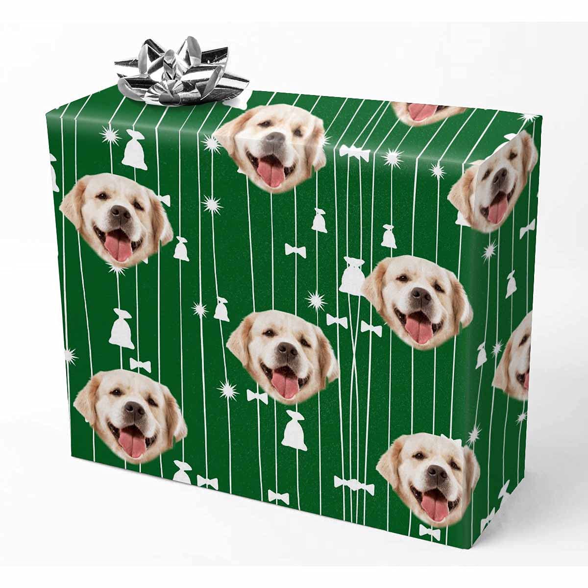 Custom Photo Christmas Wrapping Paper with Bells - Personalized Holiday Gift Wrap 58x23 inches - Perfect for Christmas Presents, Stocking Stuffers & Festive Gift Giving