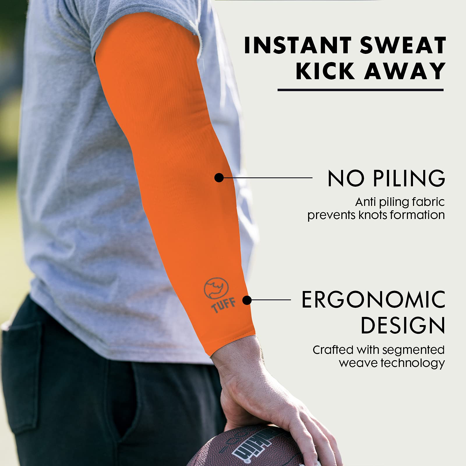 TUFF Compression Cooling Arm Sleeves - UPF 50+ Sun Protection for Men & Women | Athletic Performance & Outdoor Activities | Running, Cycling, Hiking, Golf