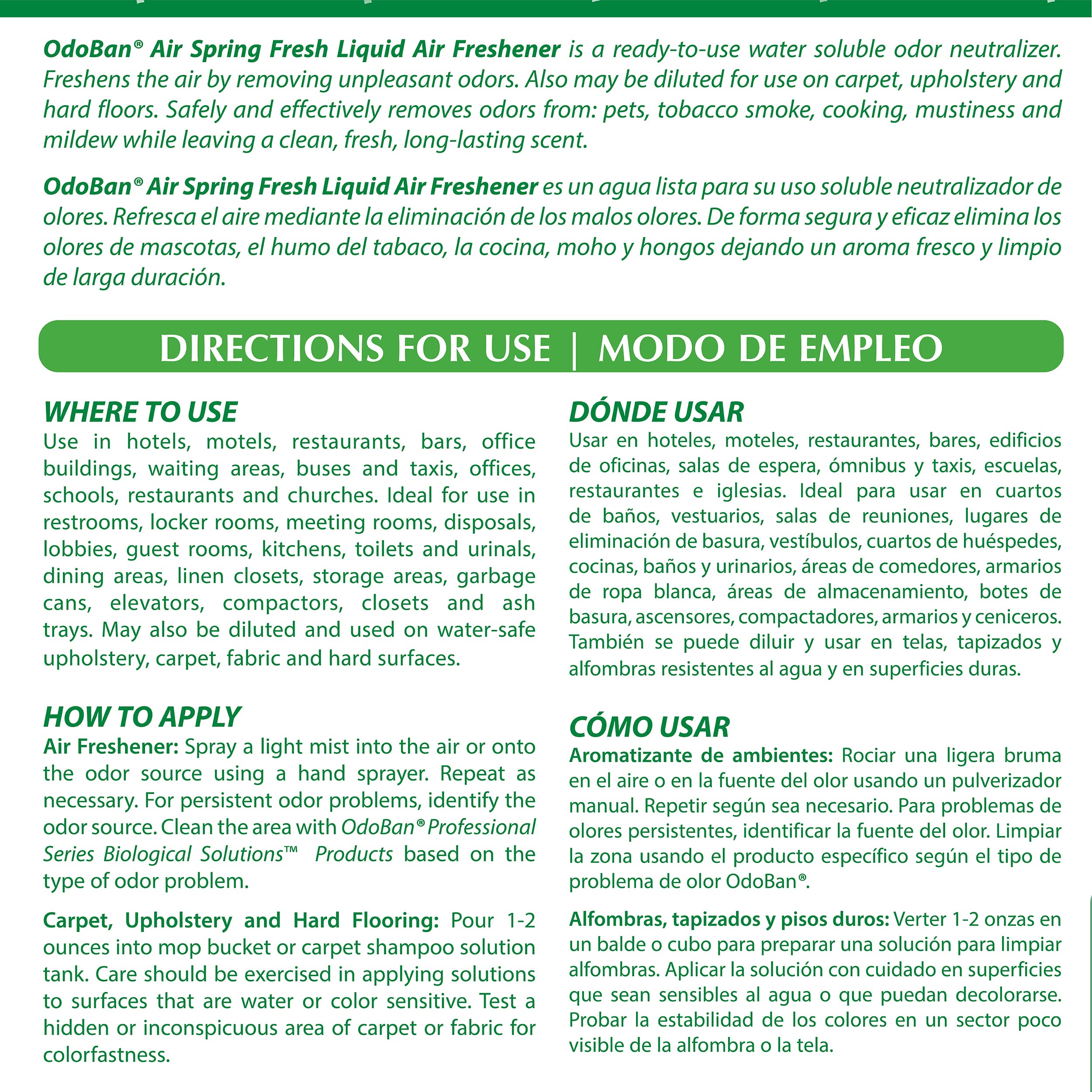 OdoBan Professional Series Ready-to-Use Air Spring Fresh Liquid Air Freshener - 4 Pack (1 Gallon Each) - Spring Fresh Scent - Eliminates Odors in Homes, Offices & Commercial Spaces