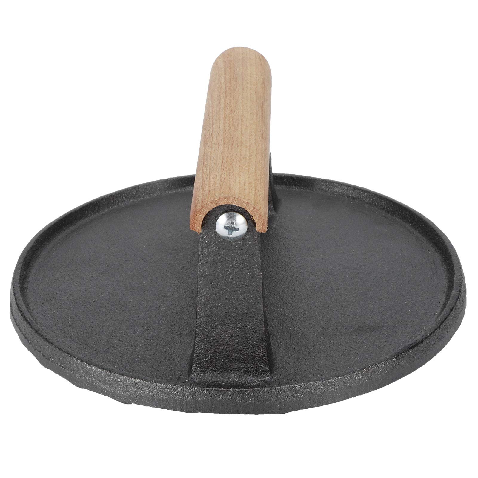 Cast Iron Steak Press with Wooden Handle - Heavy Duty BBQ Grill Press for Perfectly Seared Steaks, Burgers & Meat - Ideal for Grilling, Roasting & Frying in Outdoor Kitchens & Backyard BBQs