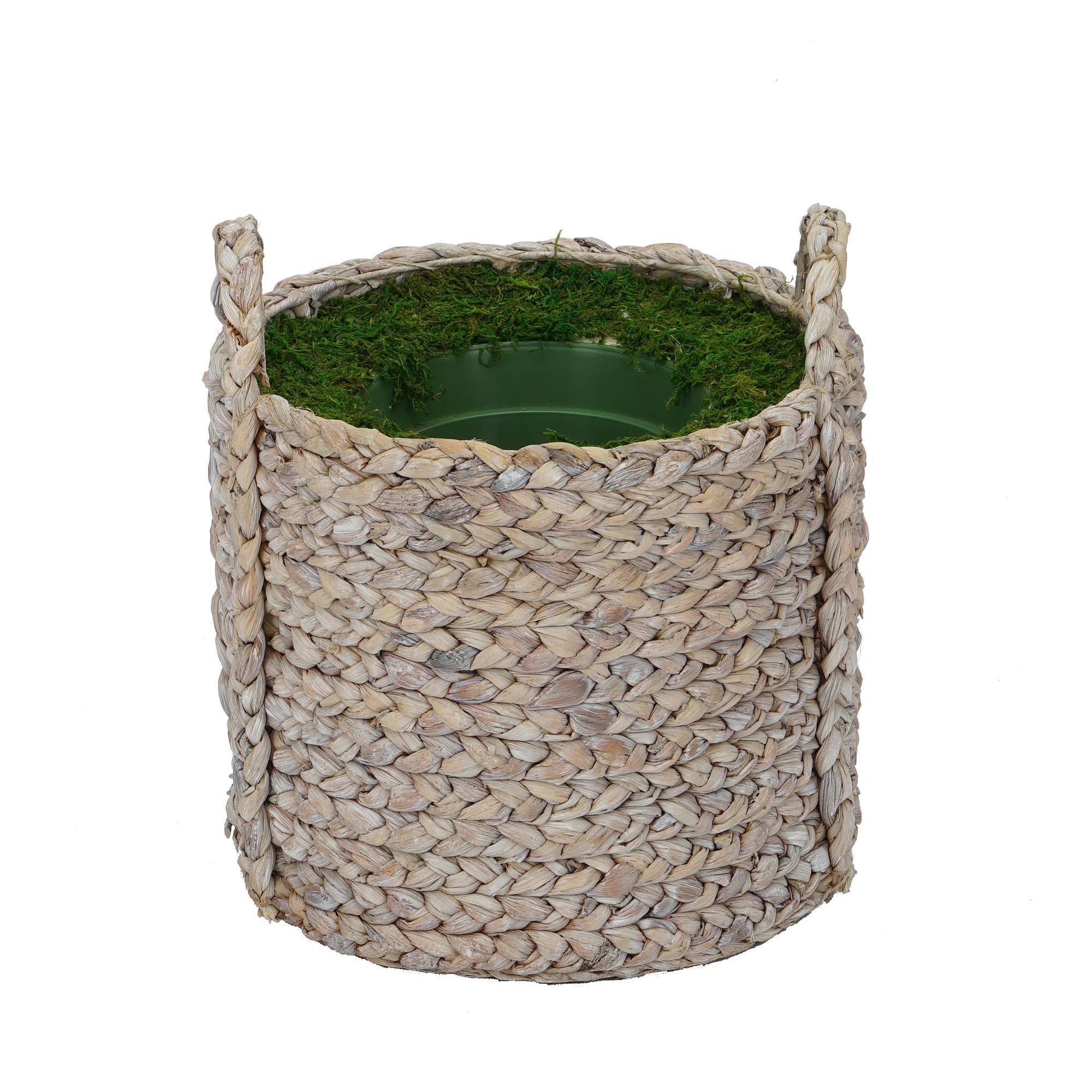 Large Braided Water Hyacinth Basket Planter - White Wash Finish for Indoor/Outdoor Decor - Perfect for Home, Garden, Patio, and Office Plant Display