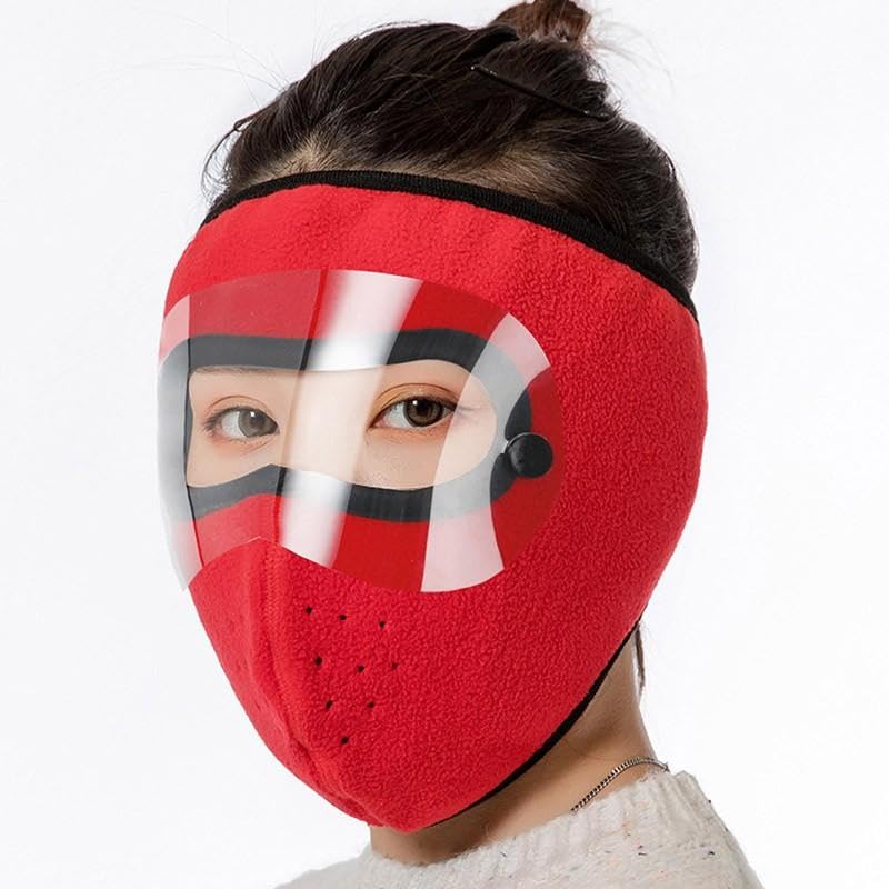 Anti Pollution Full Face Cover Mask with Lens - Unisex for Bike Riding & Motorcycling - Dust & Sun Protection - Breathable for Summer Outdoor Sports (Red) - Perfect for Cycling, Scooters & Urban Commuting