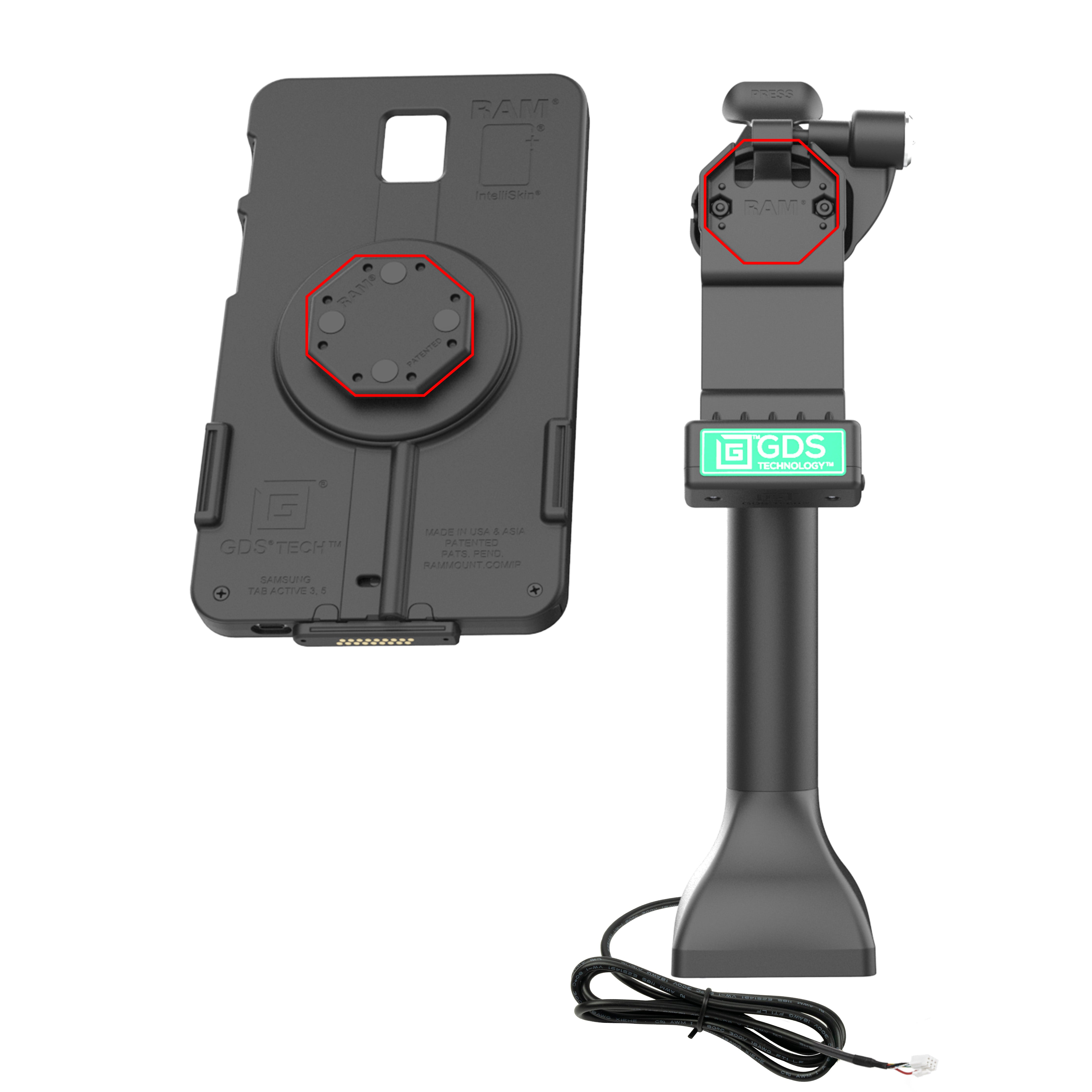GDS® Uni Conn™ 14 Port Locking Pedestal Dock with PoE - Secure Network Connection for Outdoor/Industrial Use (RAM GDS DOCKLR D11 14 U1E) - Ideal for Marine, RV & Harsh Environment Installations